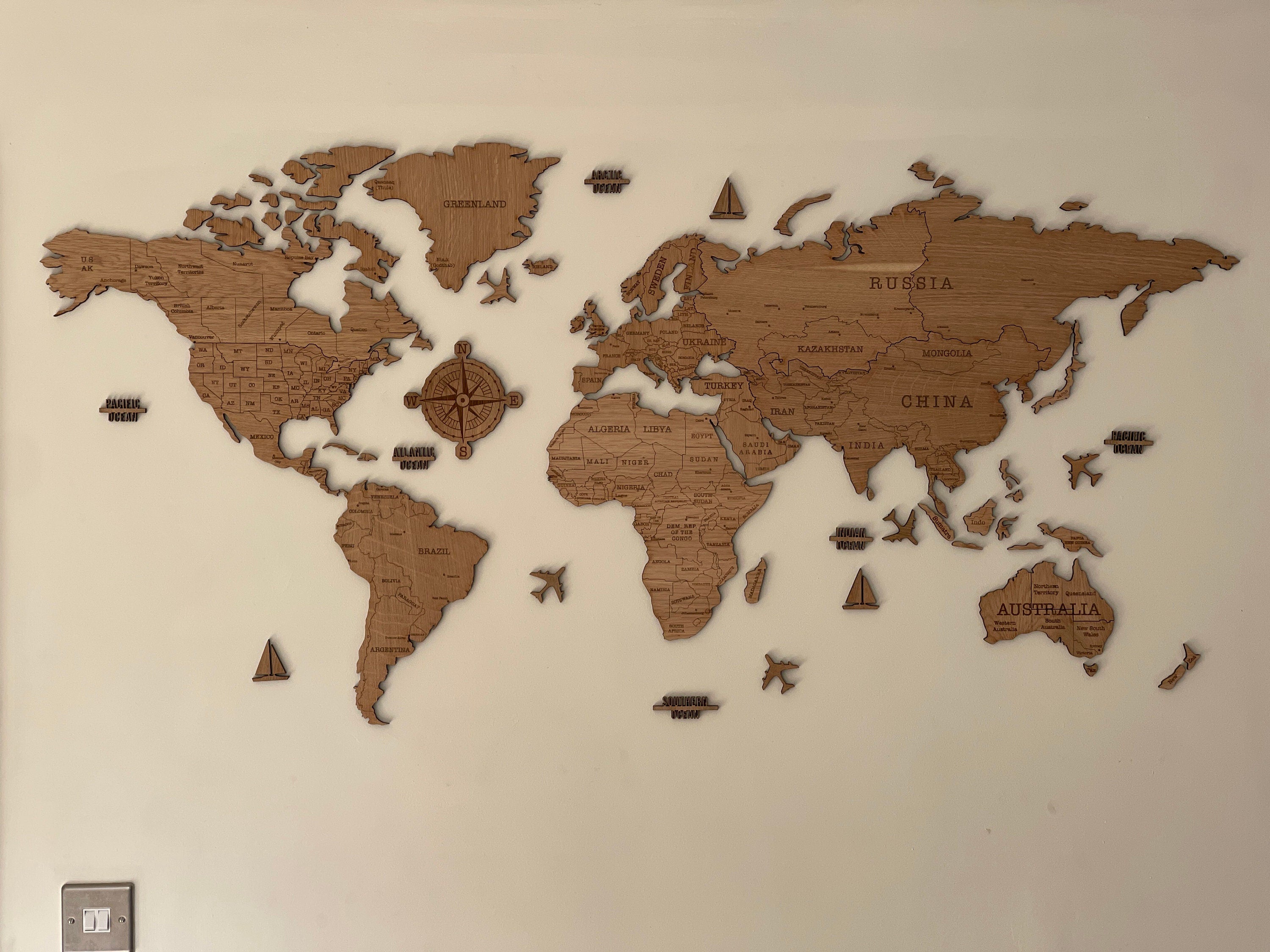 Wooden World Map - Map of the World
