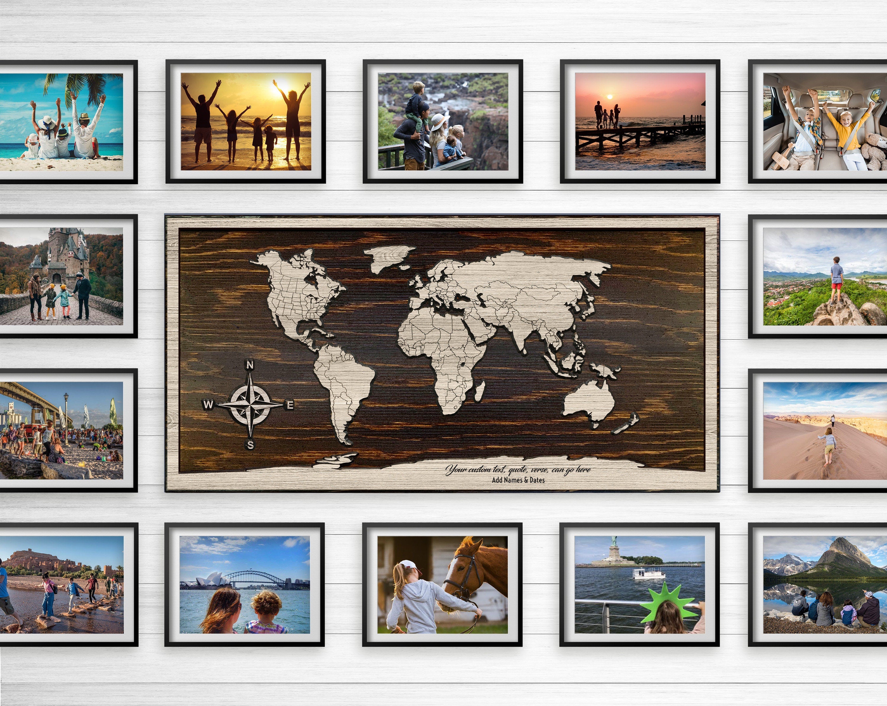 World Map Wall Art - Carved Wooden Map