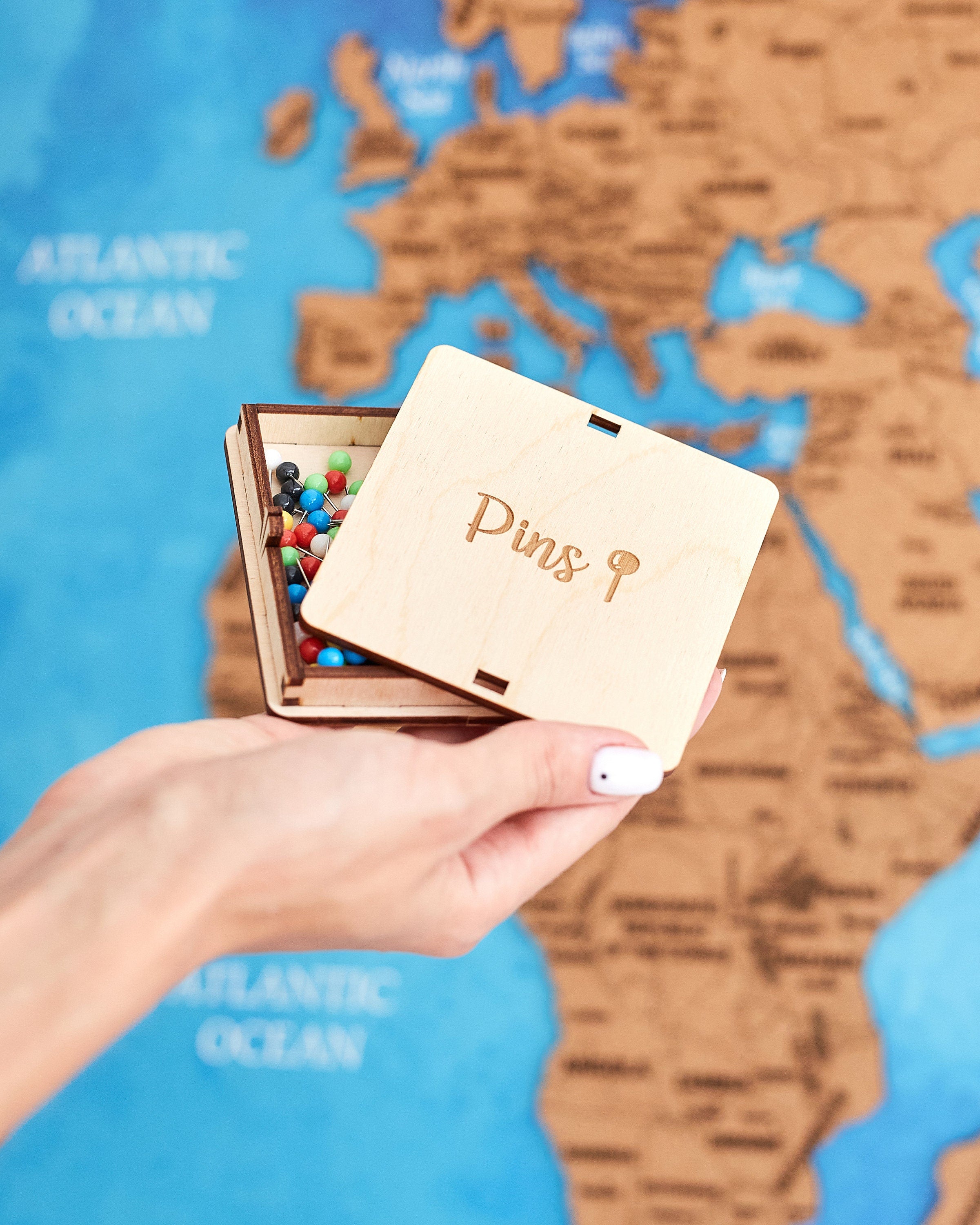 Wooden Map Of The World Decor