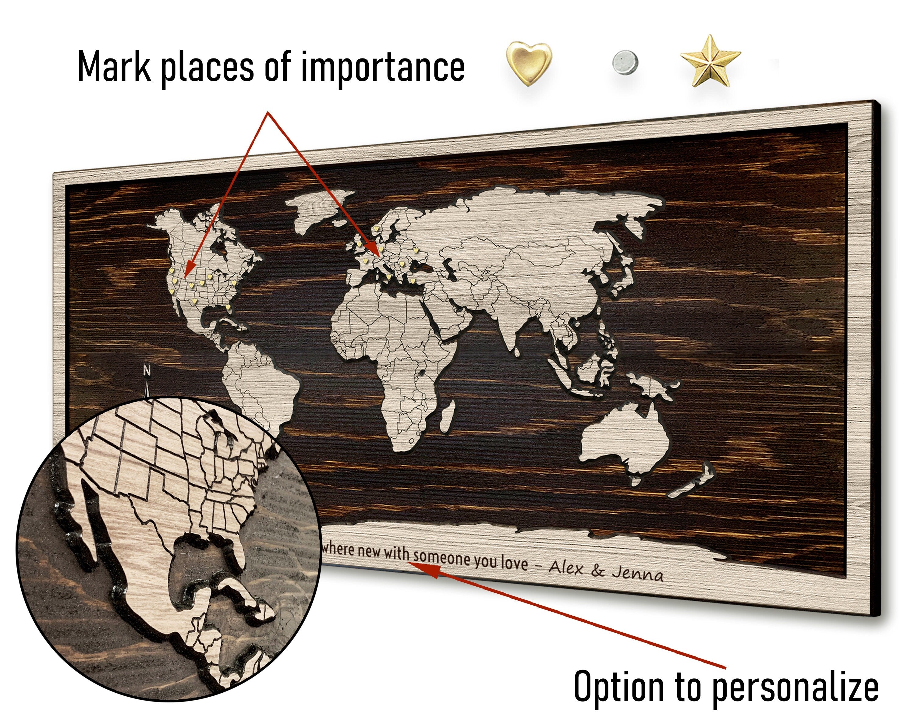Push Pin Travel Map - Personalized World Map