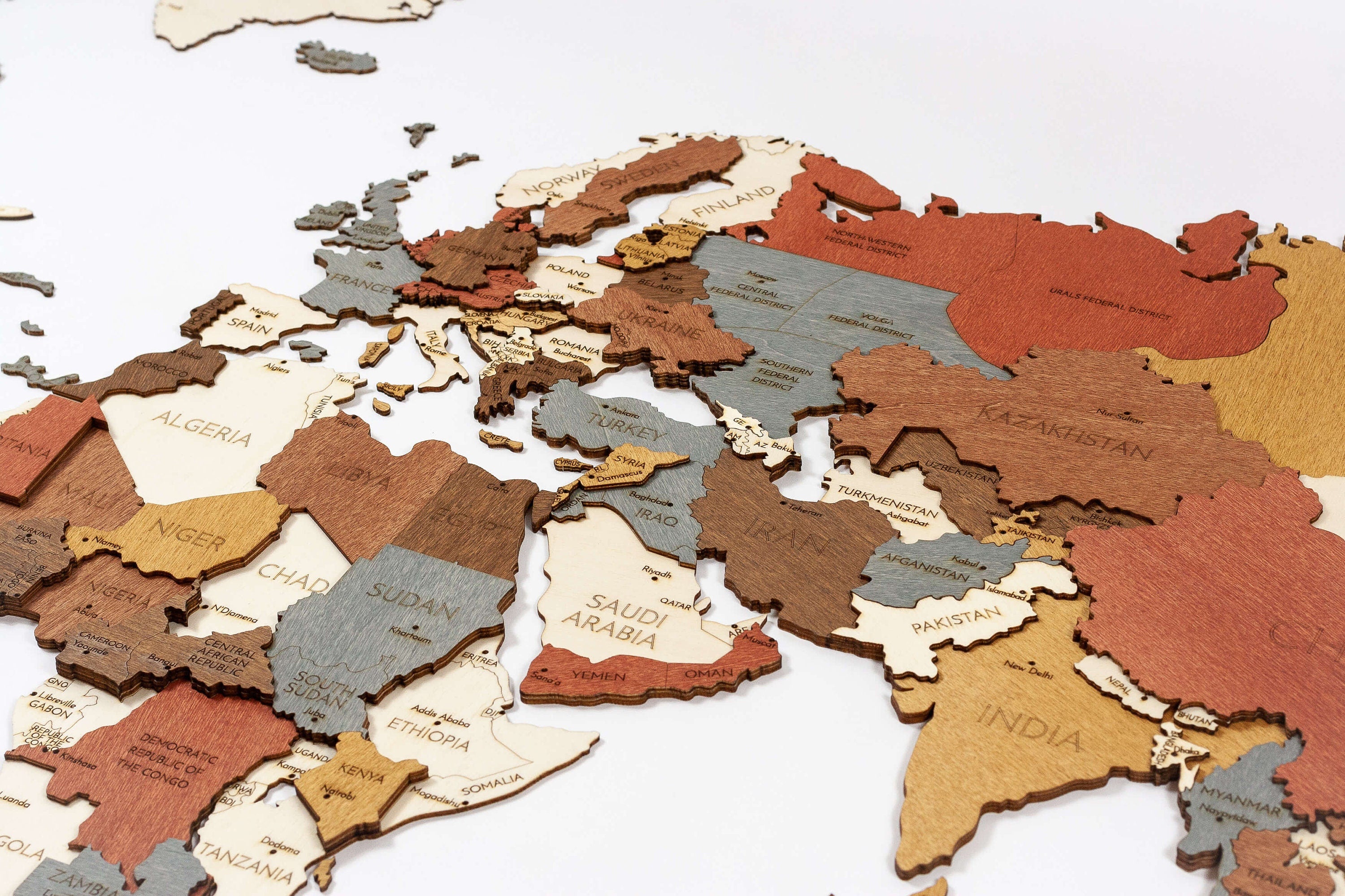 Wooden World Map Wall Decoration