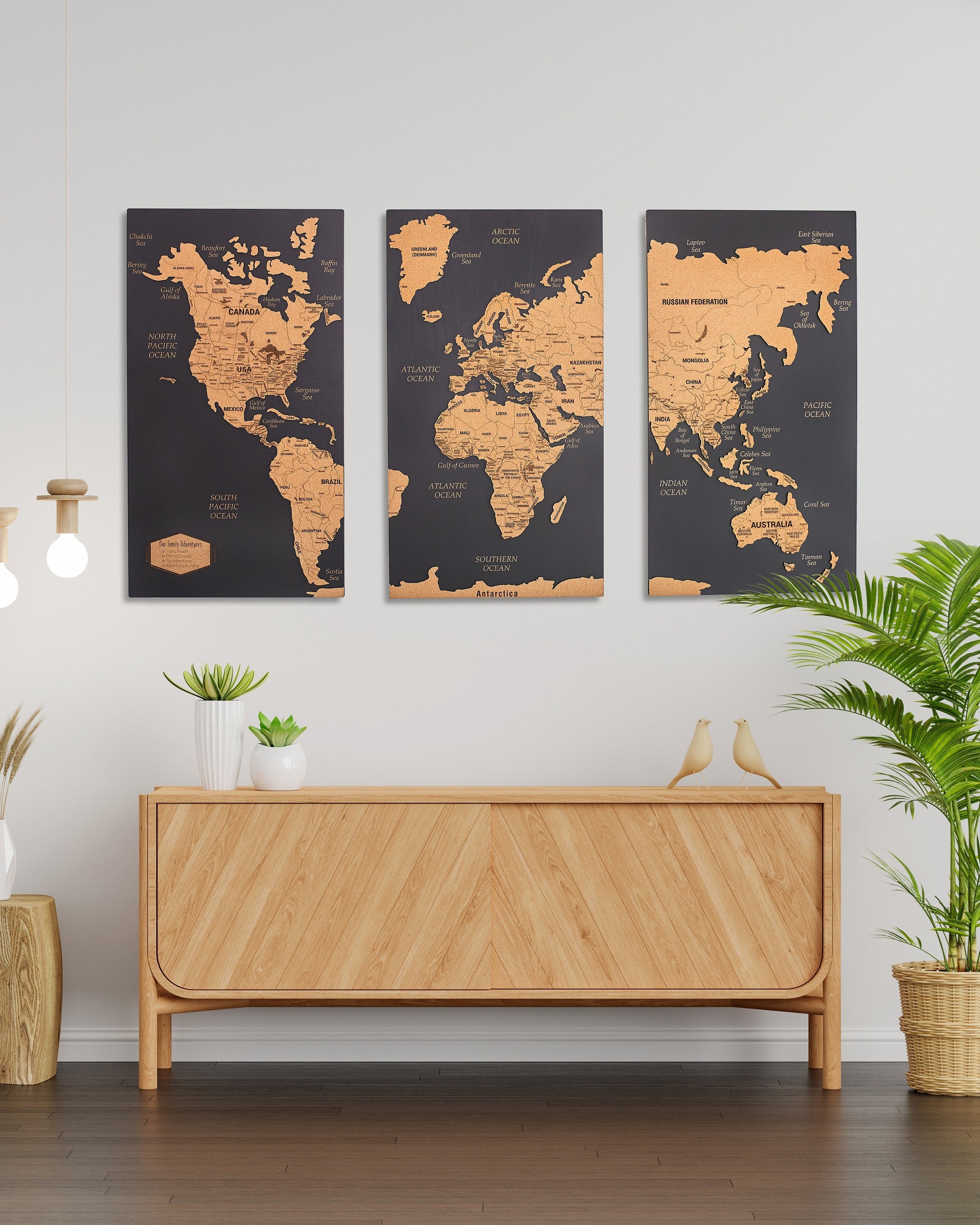 Wooden Map Of The World Decor