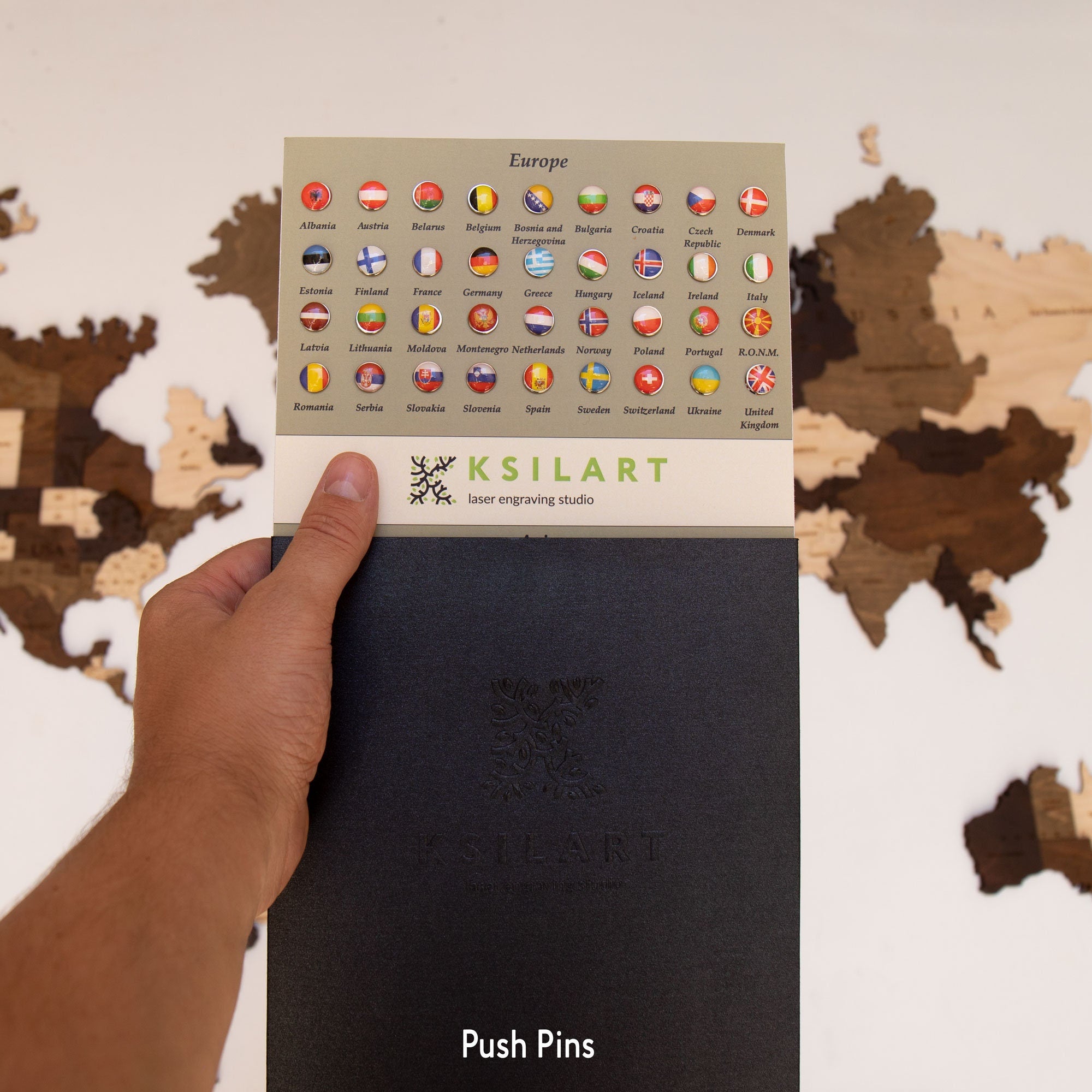 3D Wooden World Map - Travel World Map