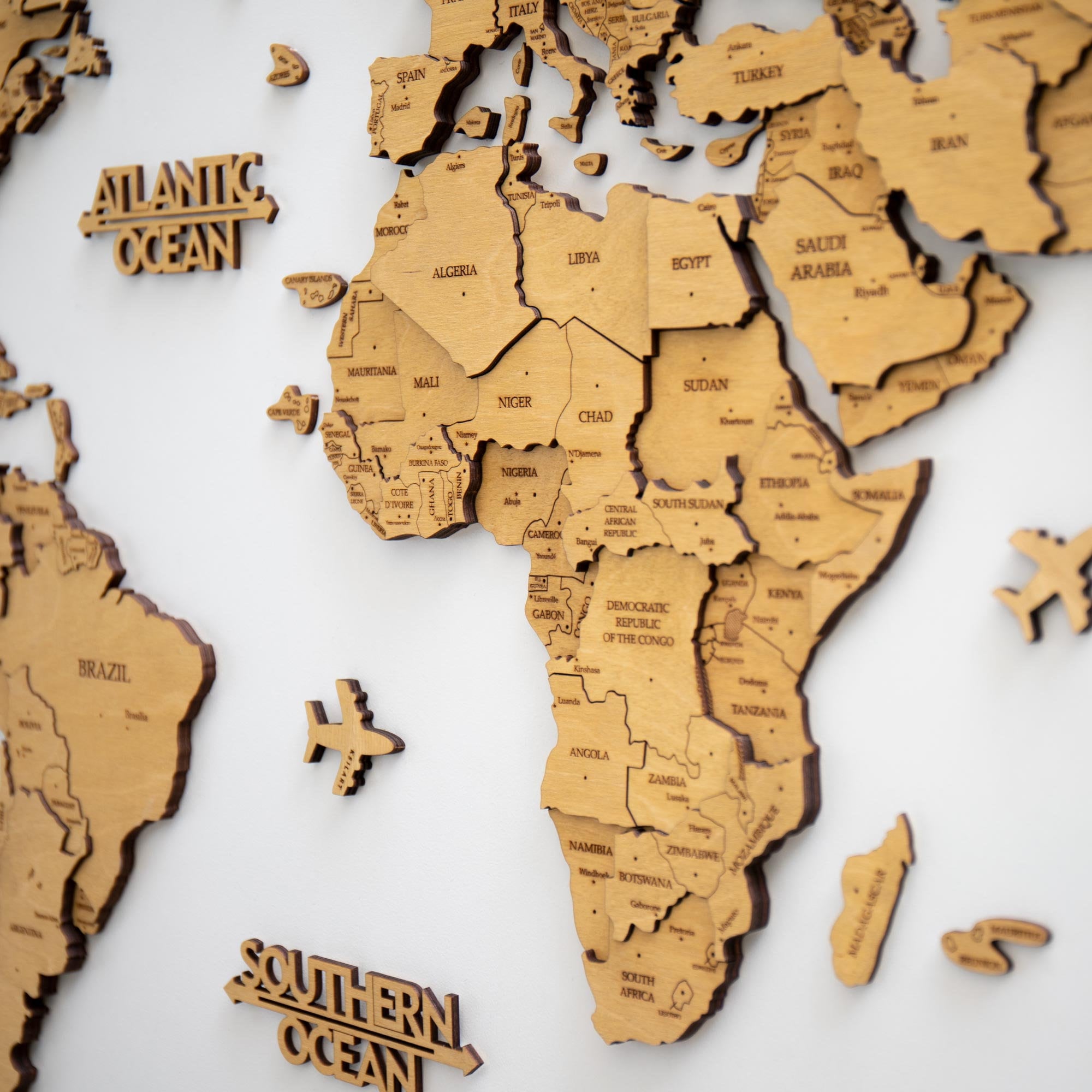 3D Wooden World Map - Travel World Map