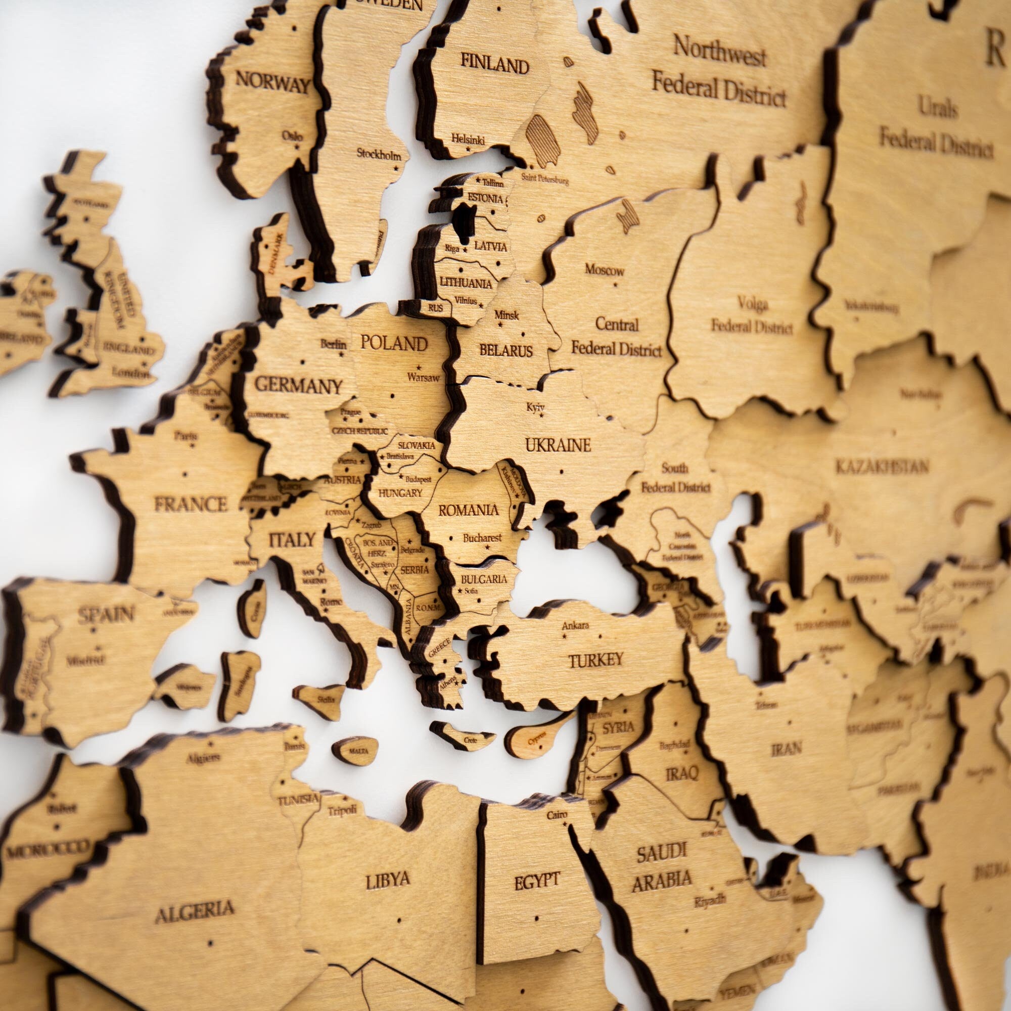 3D Wooden World Map - Travel World Map