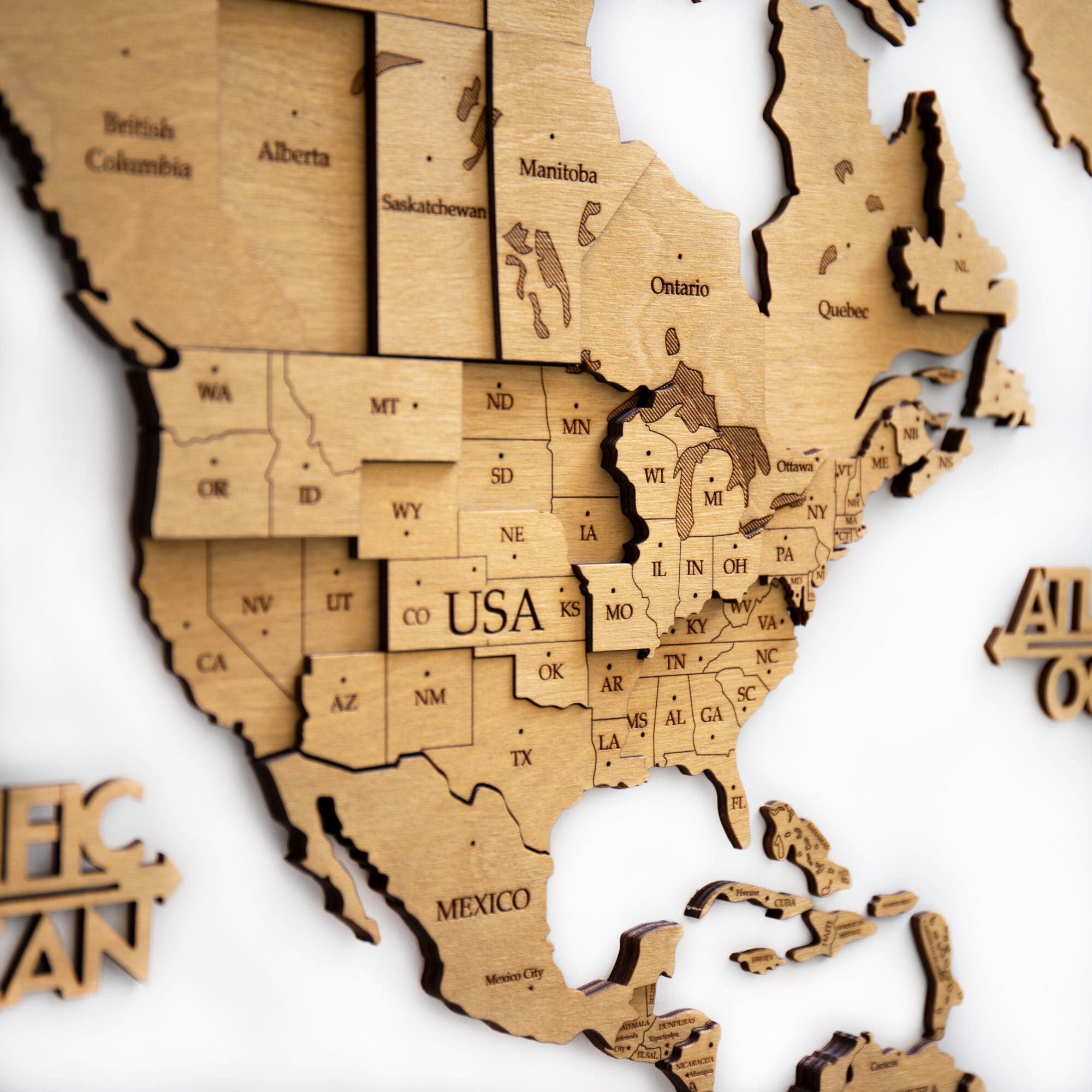 3D Wooden World Map - Travel World Map