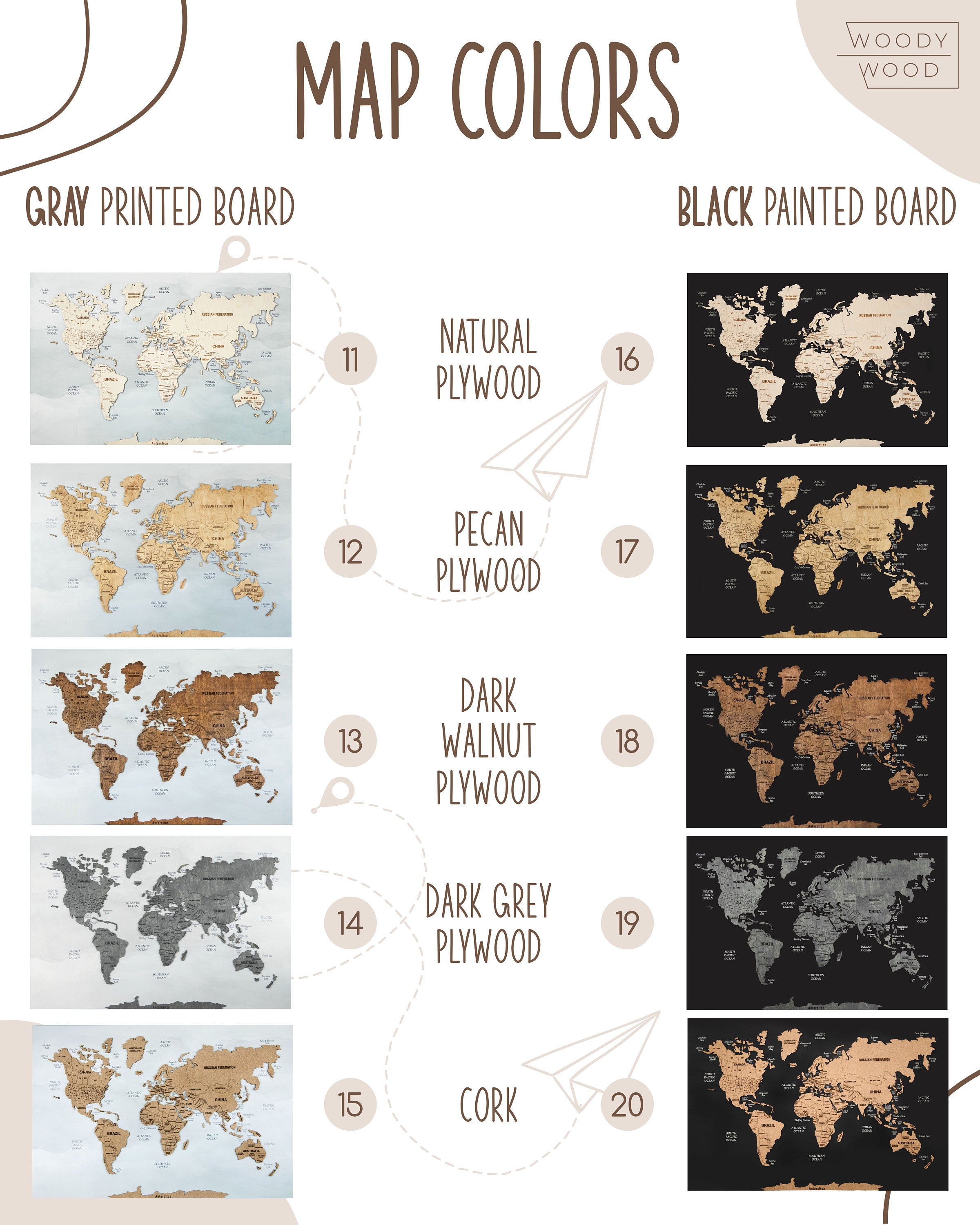 Wooden World Map Wall Décor