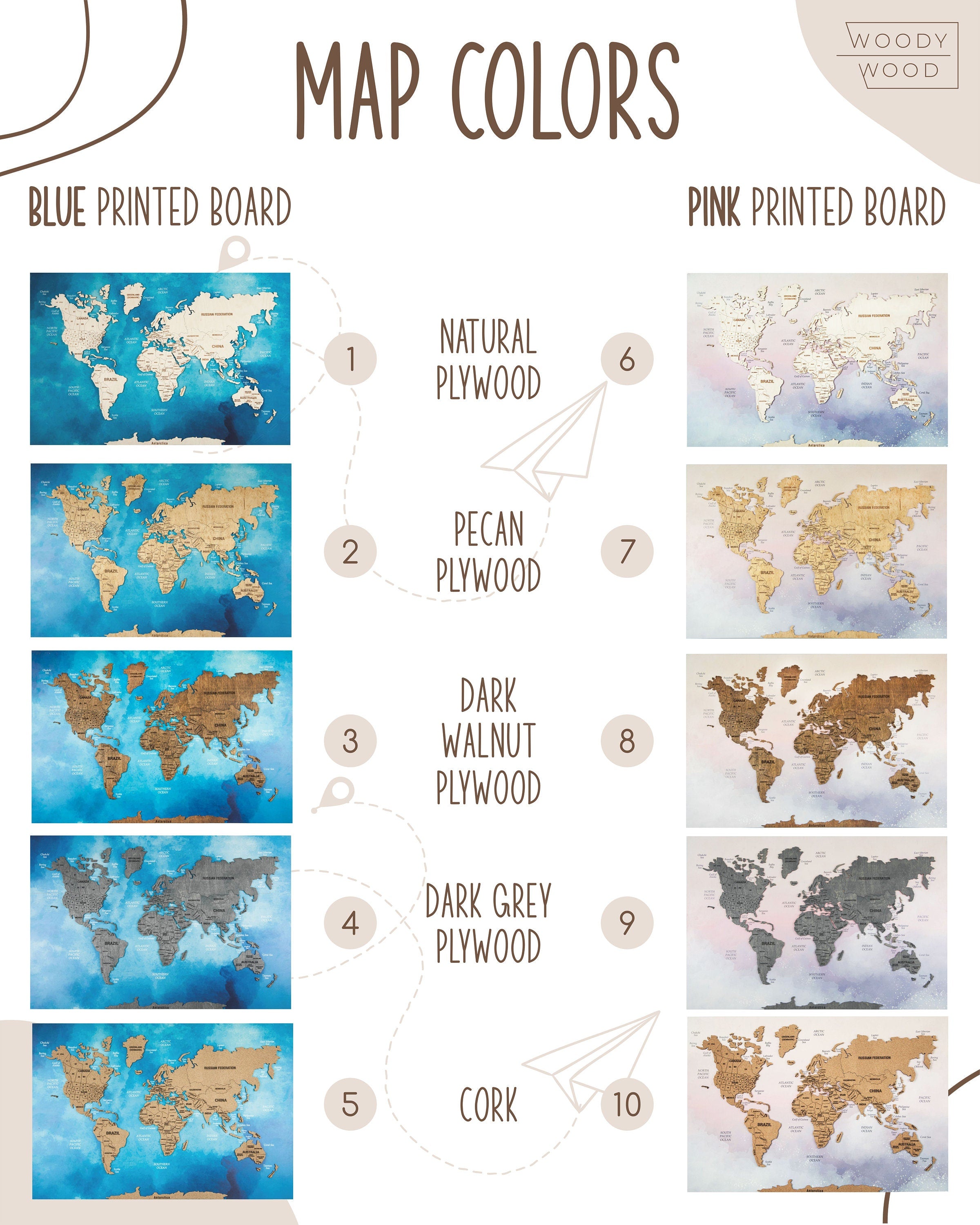 Wooden World Map Wall Décor