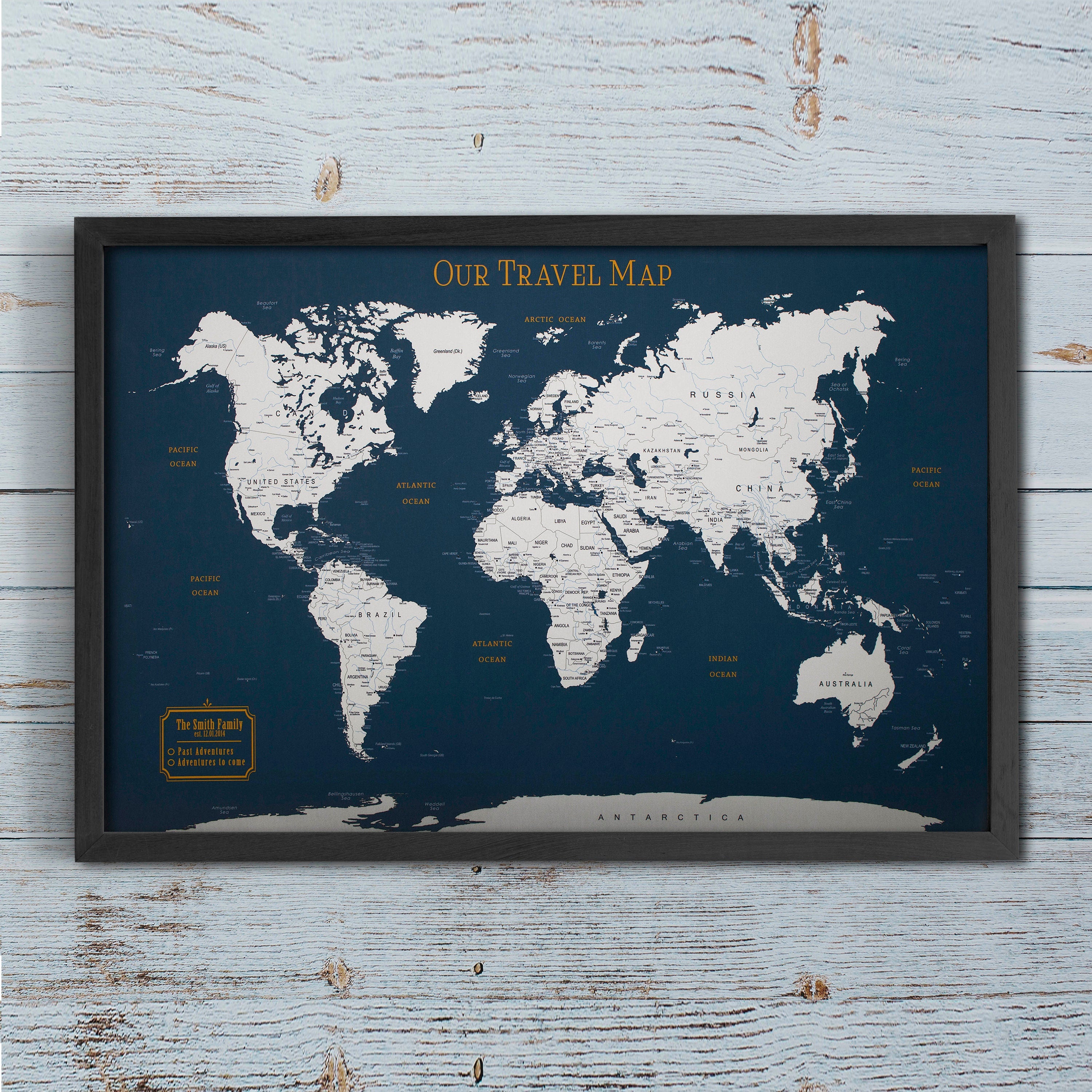 Push Pin World Map - Personalized Gift Framed Map
