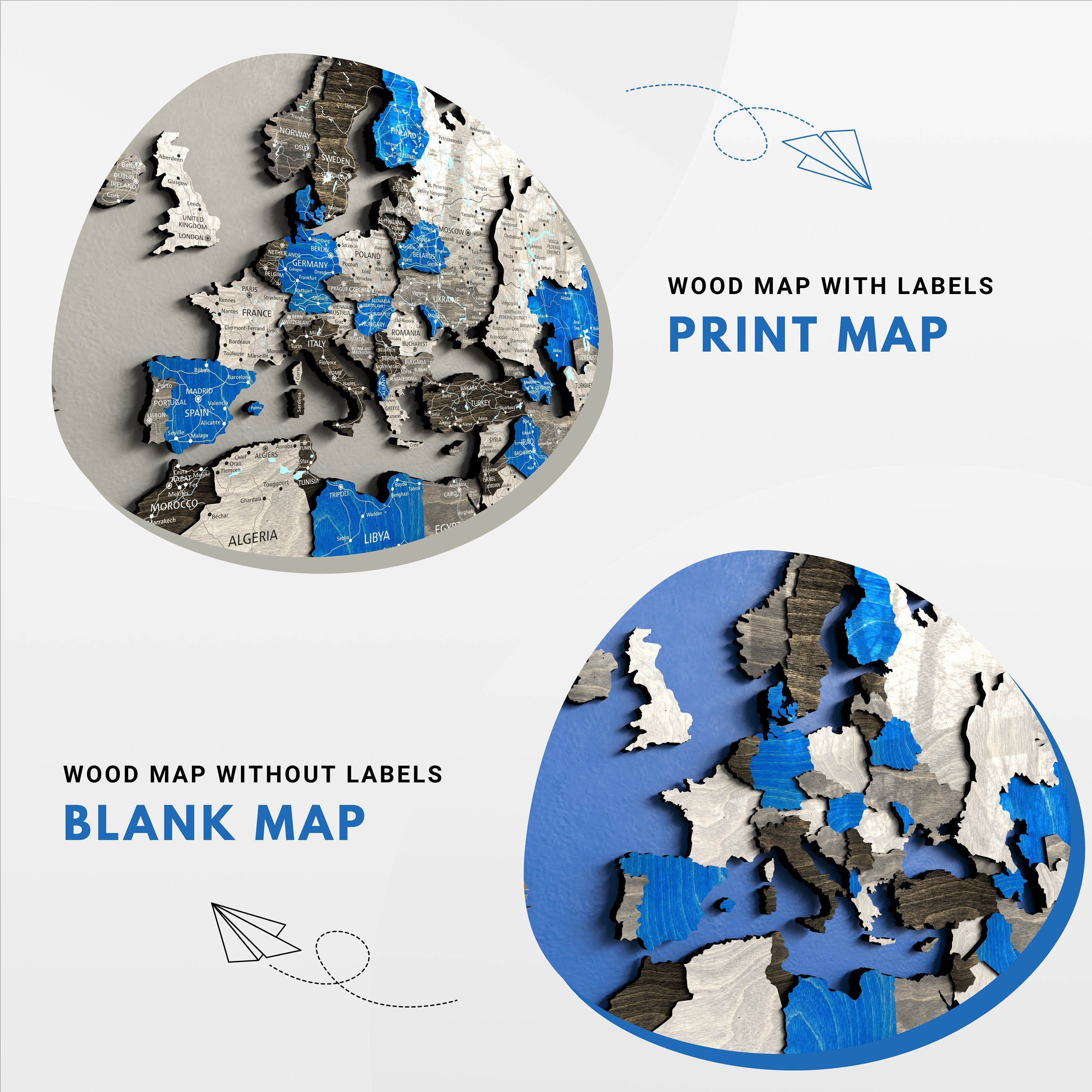 3D Wood World Map Home Décor