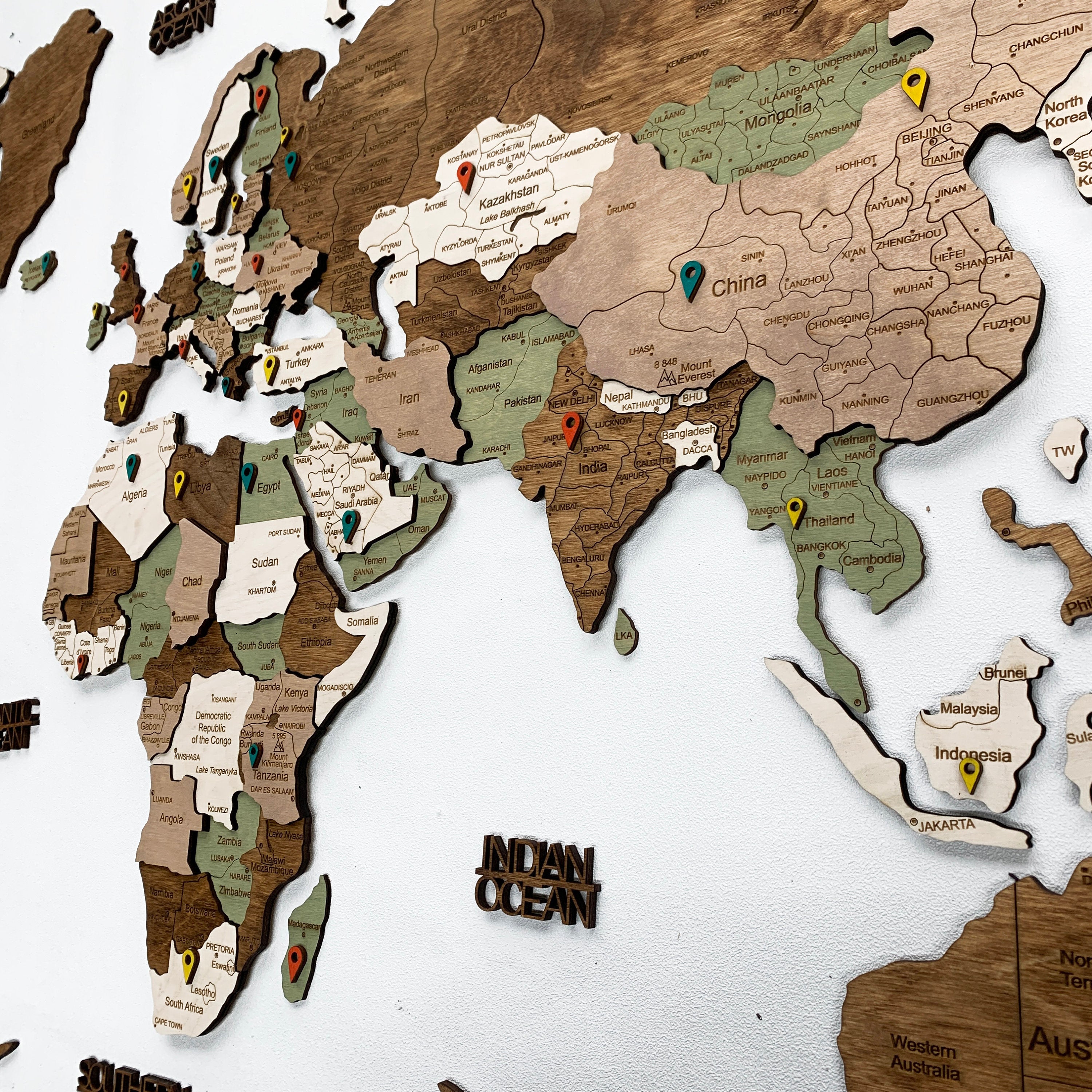 Push Pin Map Weltkarte Holz Wall Decor