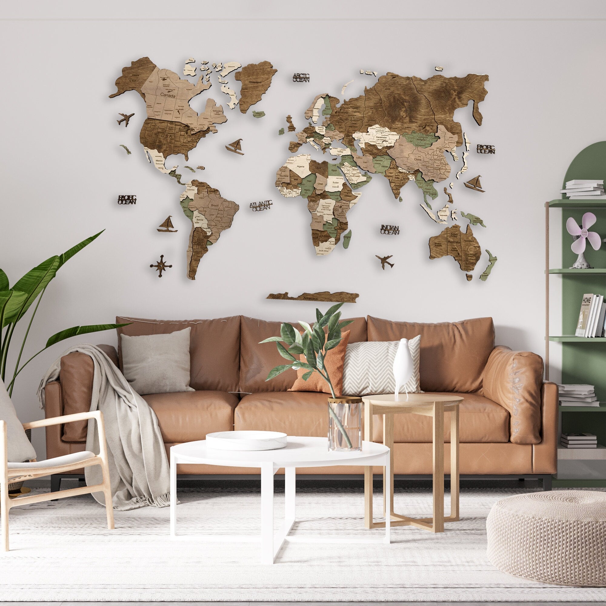 Push Pin Map Weltkarte Holz Wall Decor