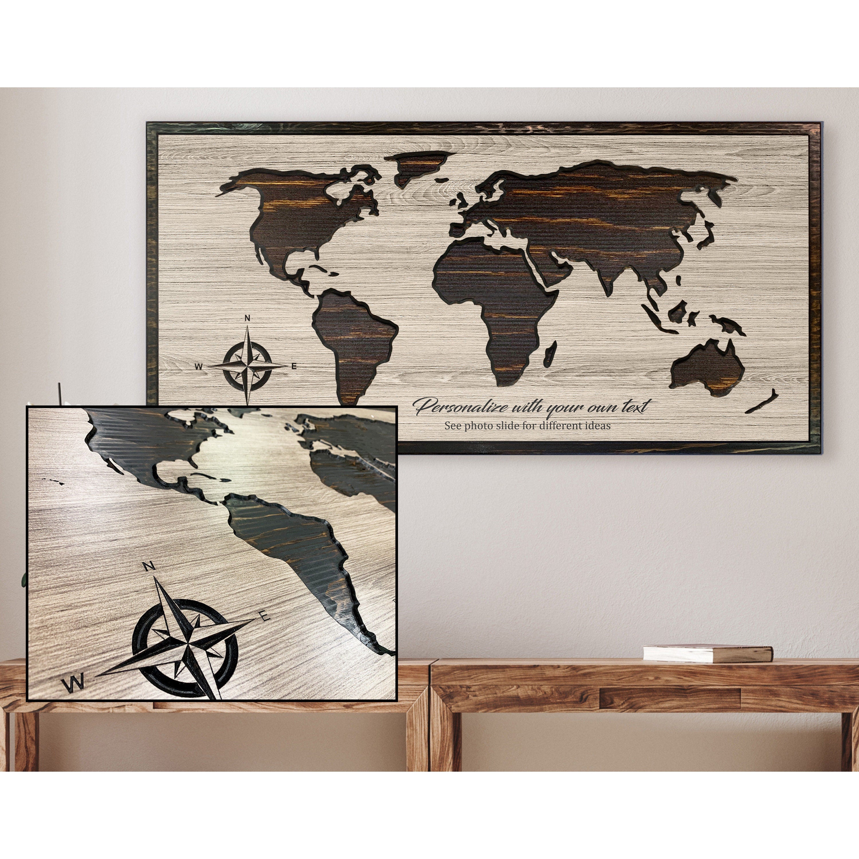 World Map Wood Wall Décor