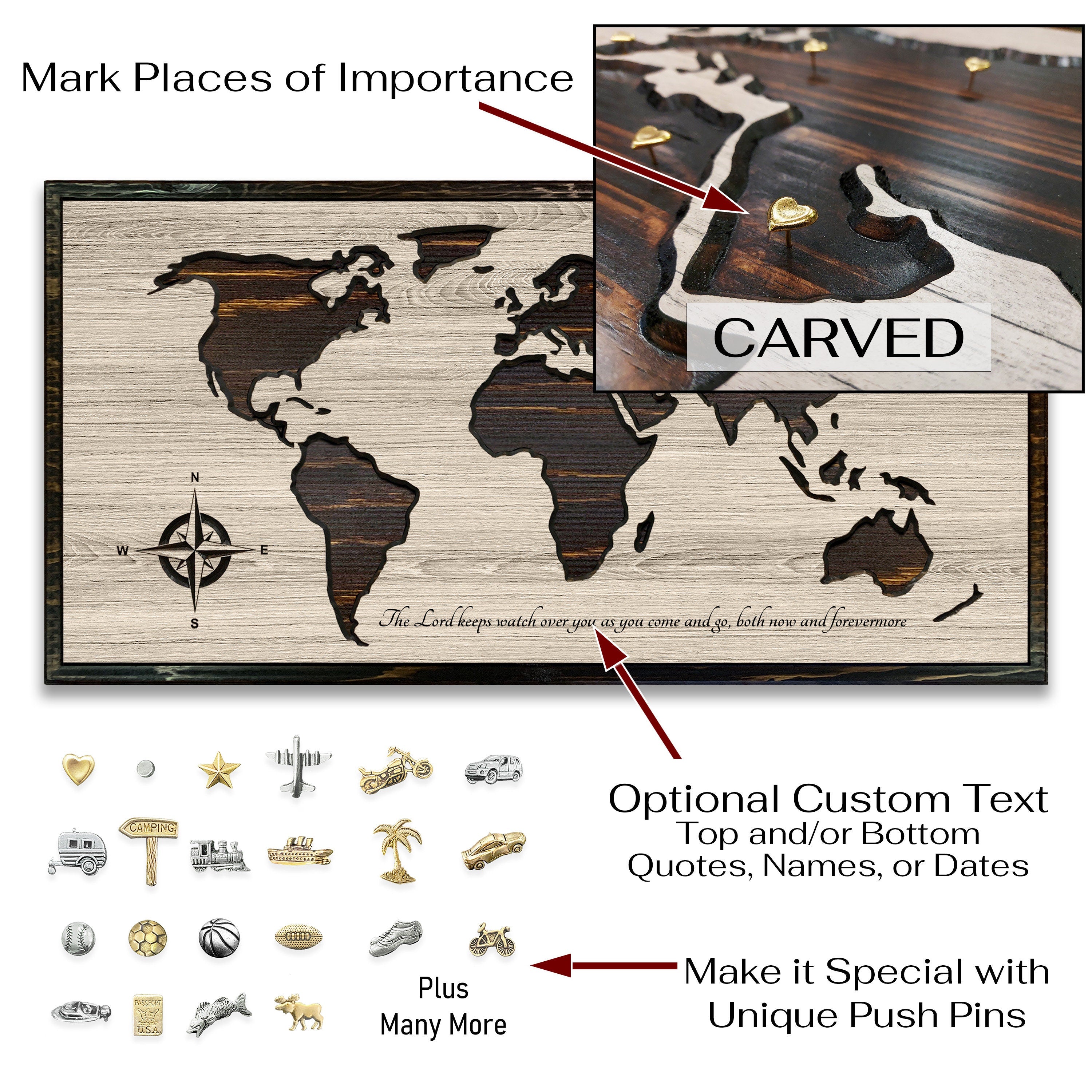 World Map Wood Wall Décor