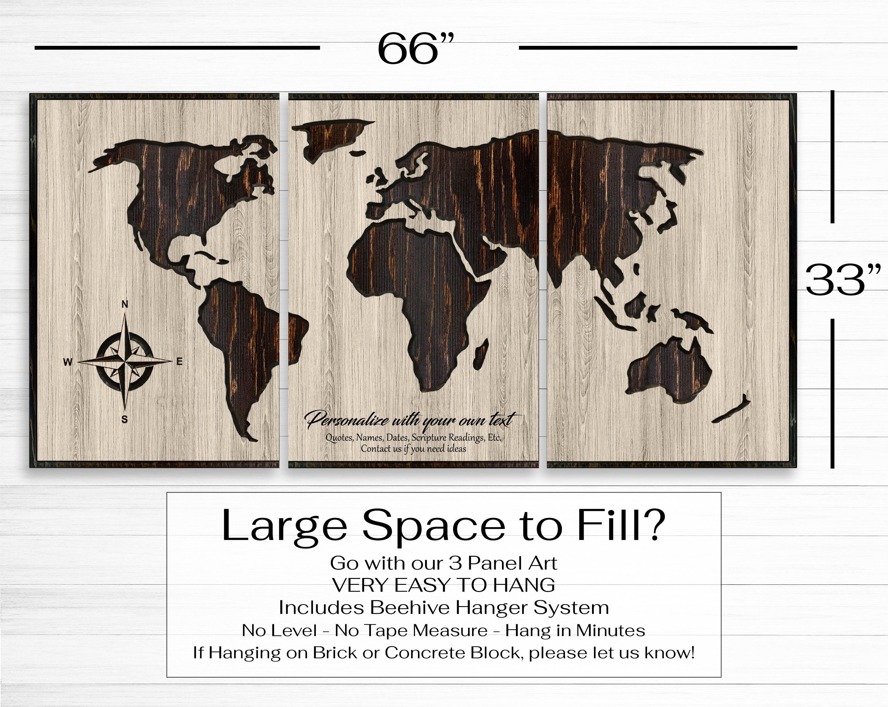 World Map Wood Wall Décor