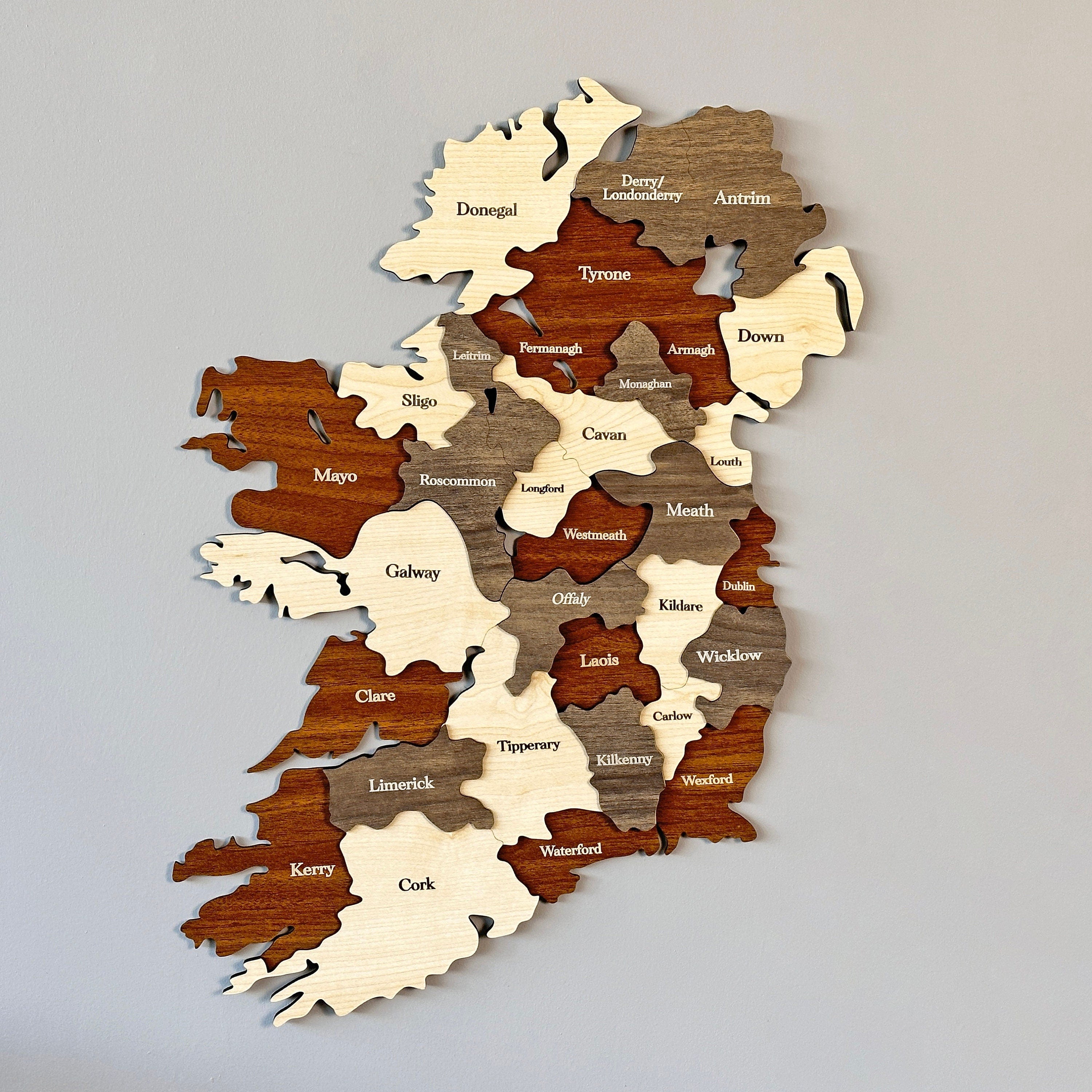 Wooden Ireland Map Wall Home Office Décor