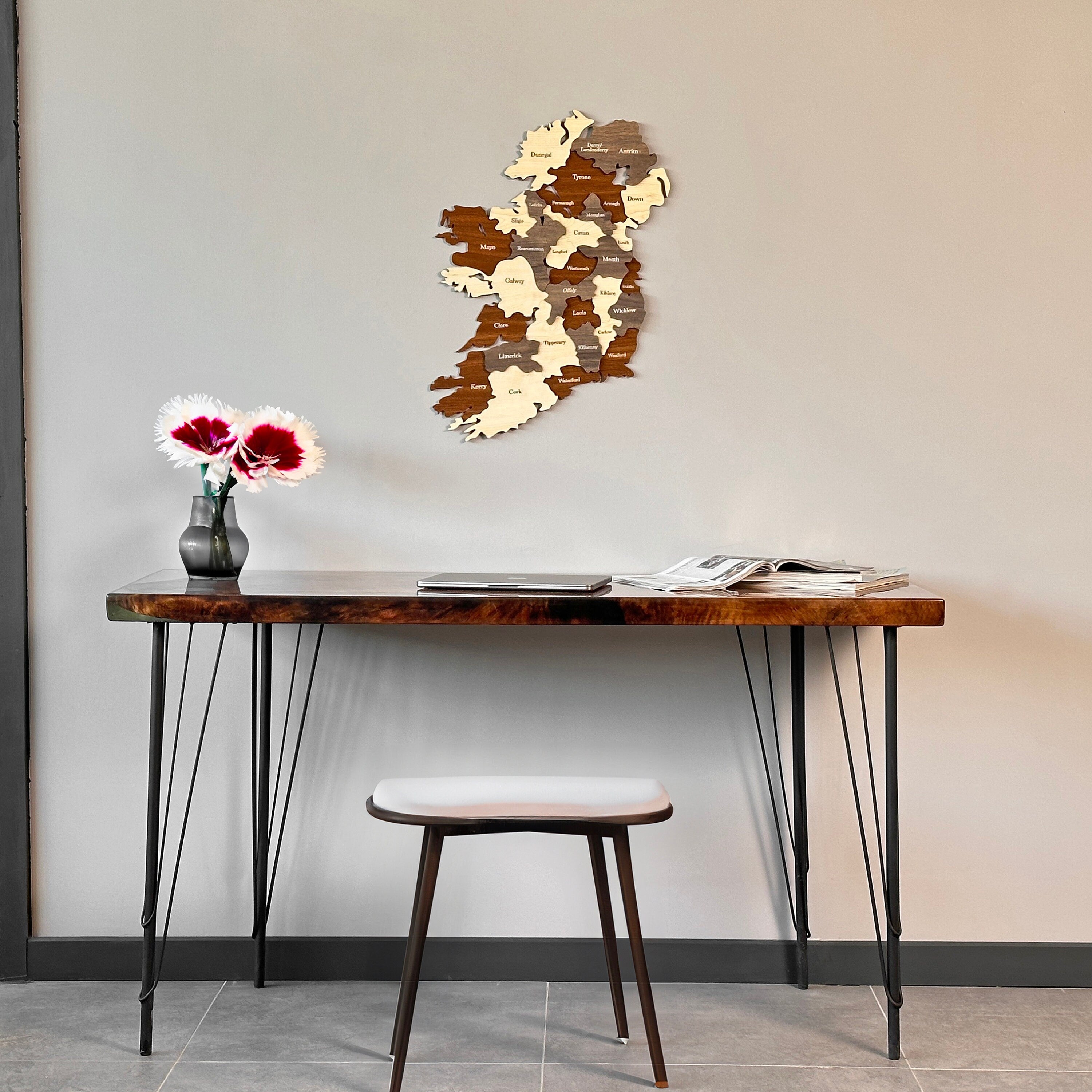 Wooden Ireland Map Wall Home Office Décor