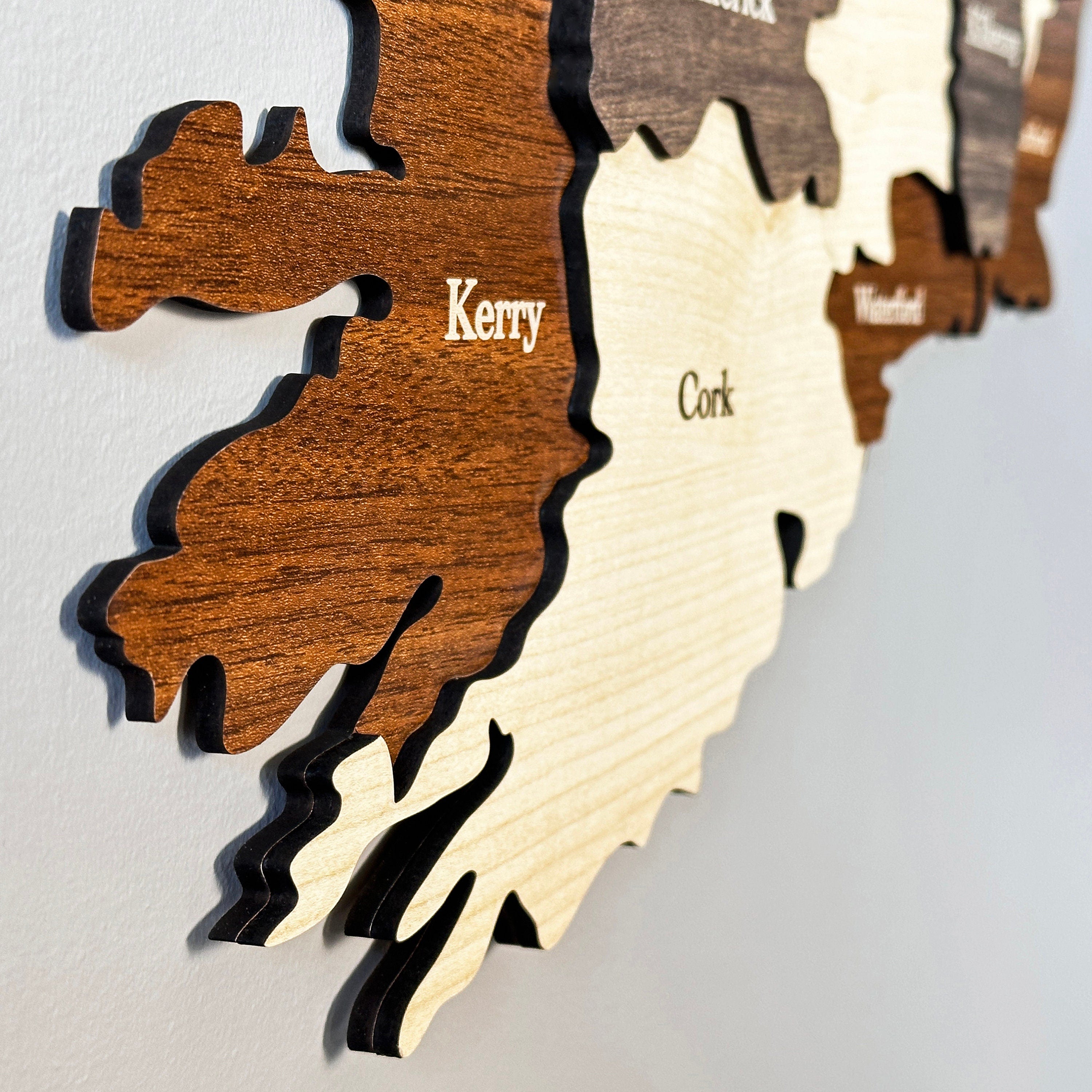 Wooden Ireland Map Wall Home Office Décor
