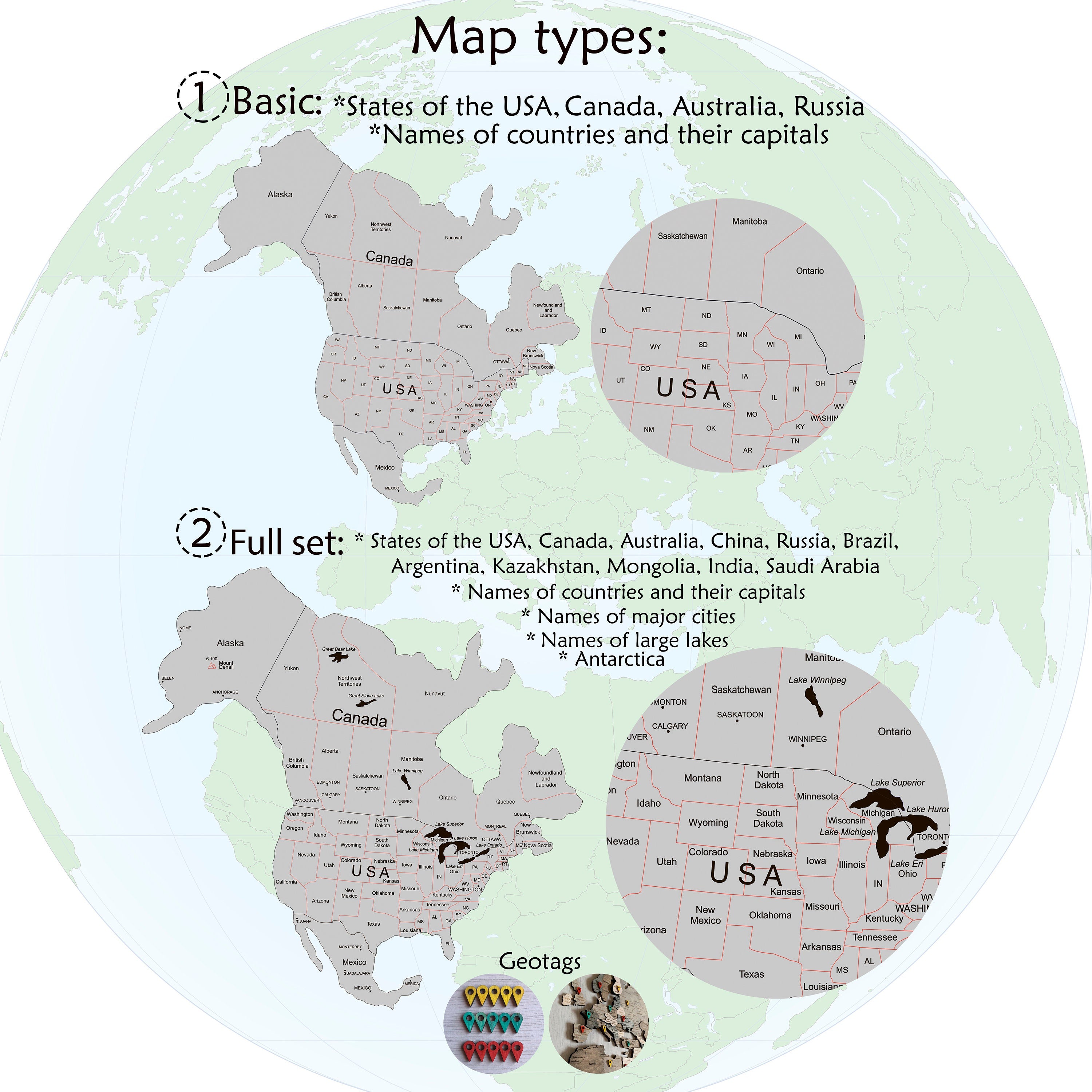 Push Pin Map Weltkarte Holz Wall Decor