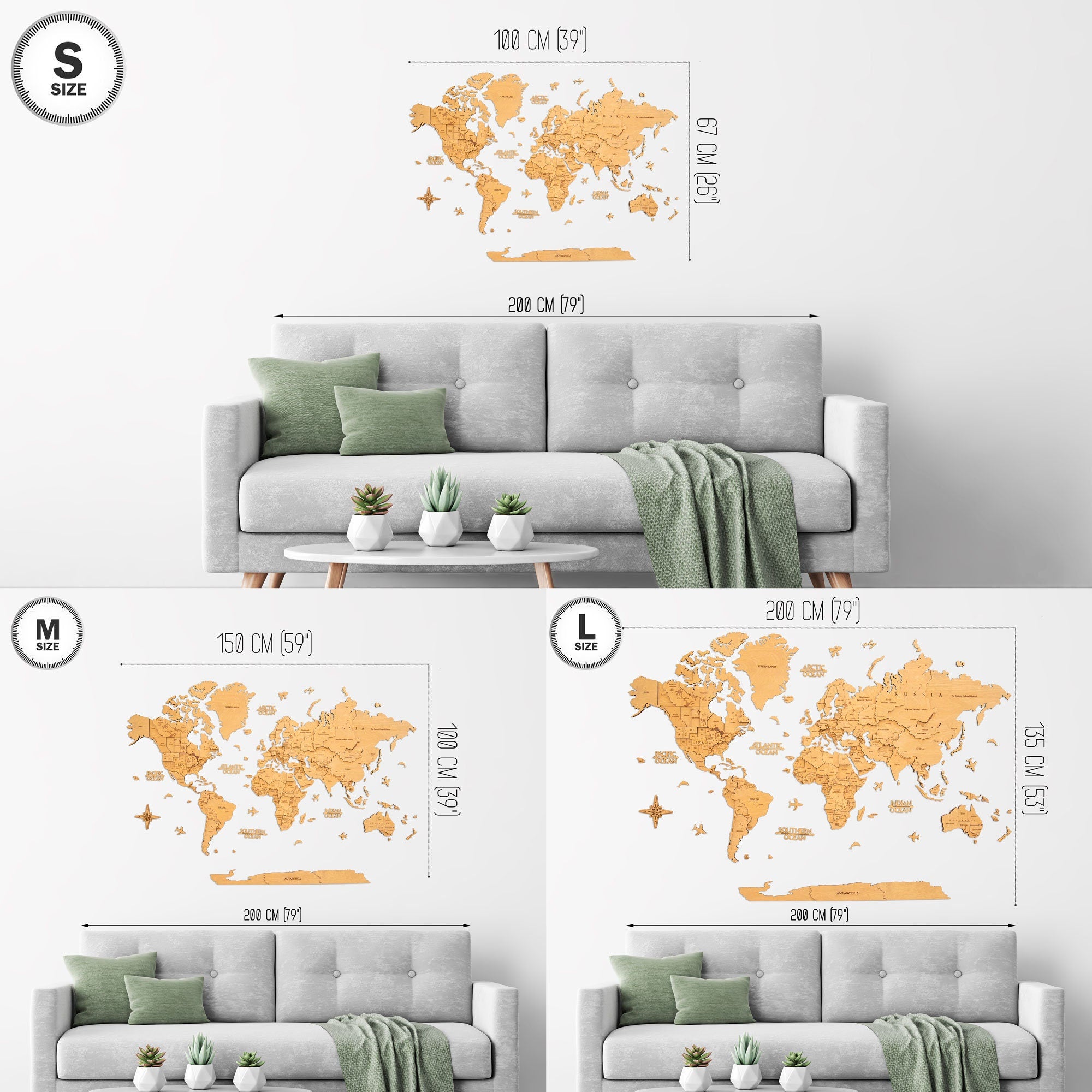 3D Wooden World Map - Travel World Map