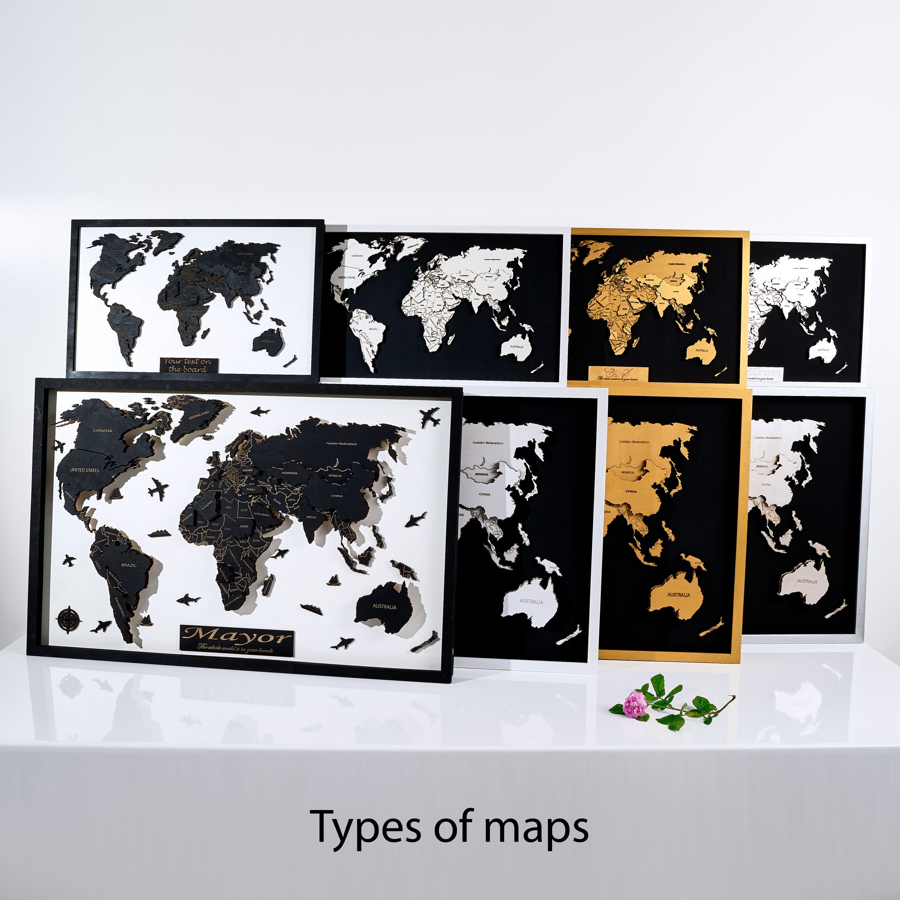 LED Wooden World Map Handmade