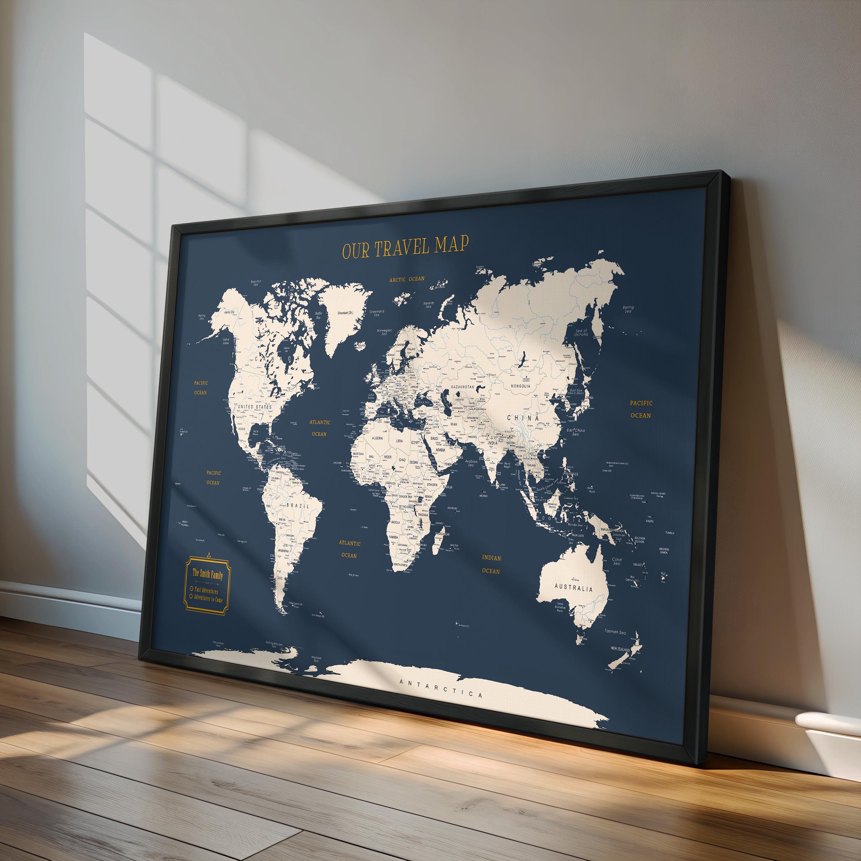 Push Pin World Map - Personalized Gift Framed Map