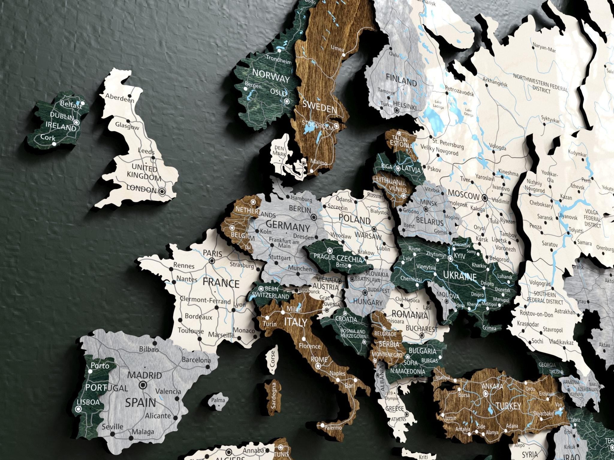 World Map Wall Art Office Décor