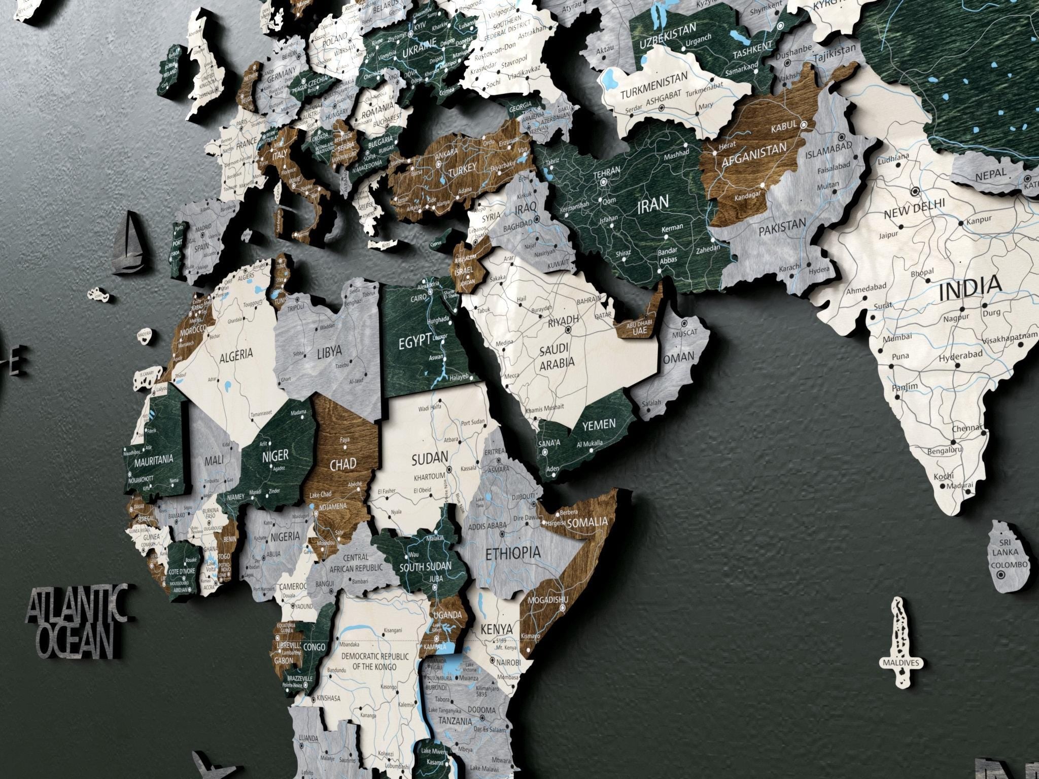 World Map Wall Art Office Décor