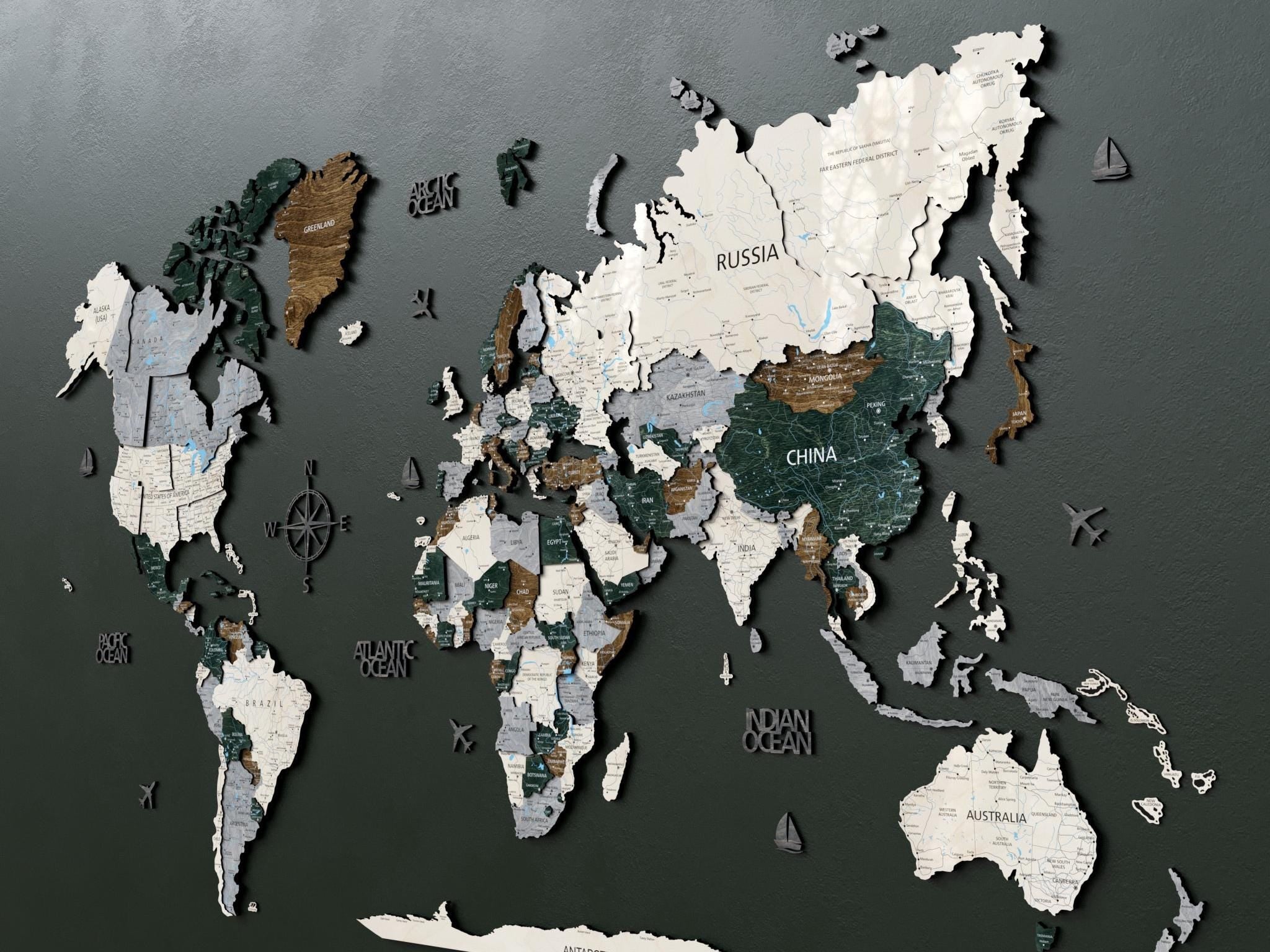 World Map Wall Art Office Décor