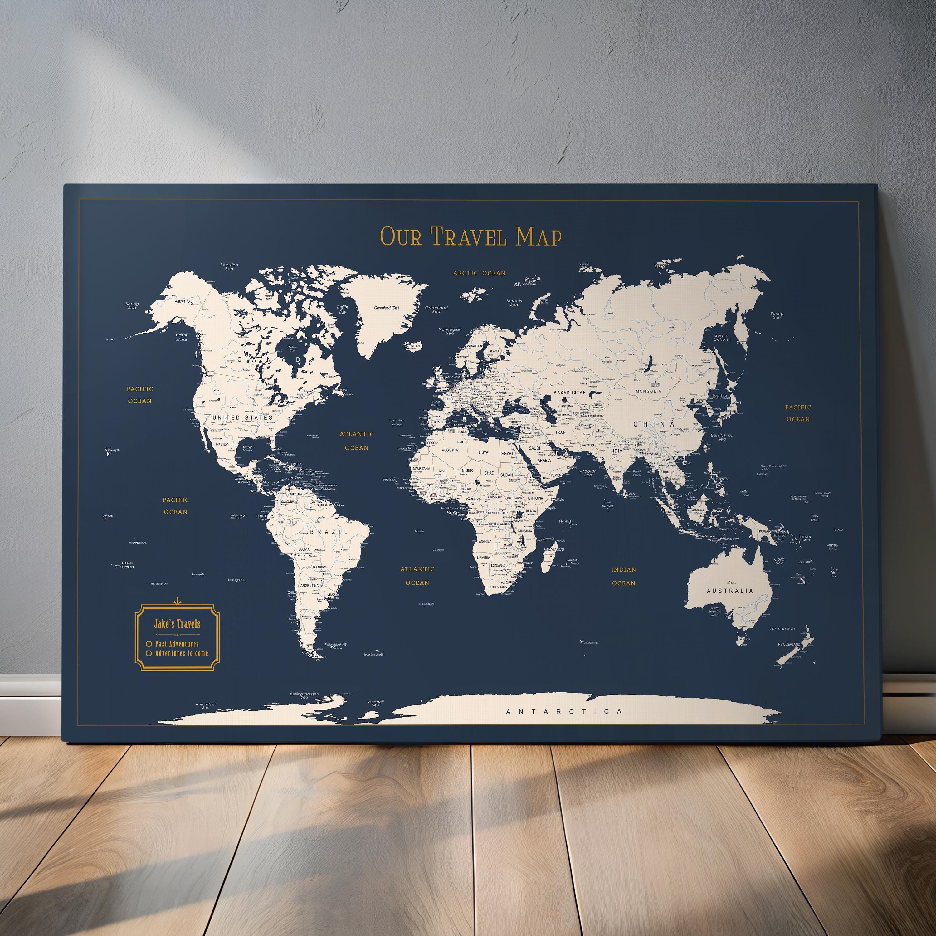 Push Pin World Map - Personalized Gift Framed Map