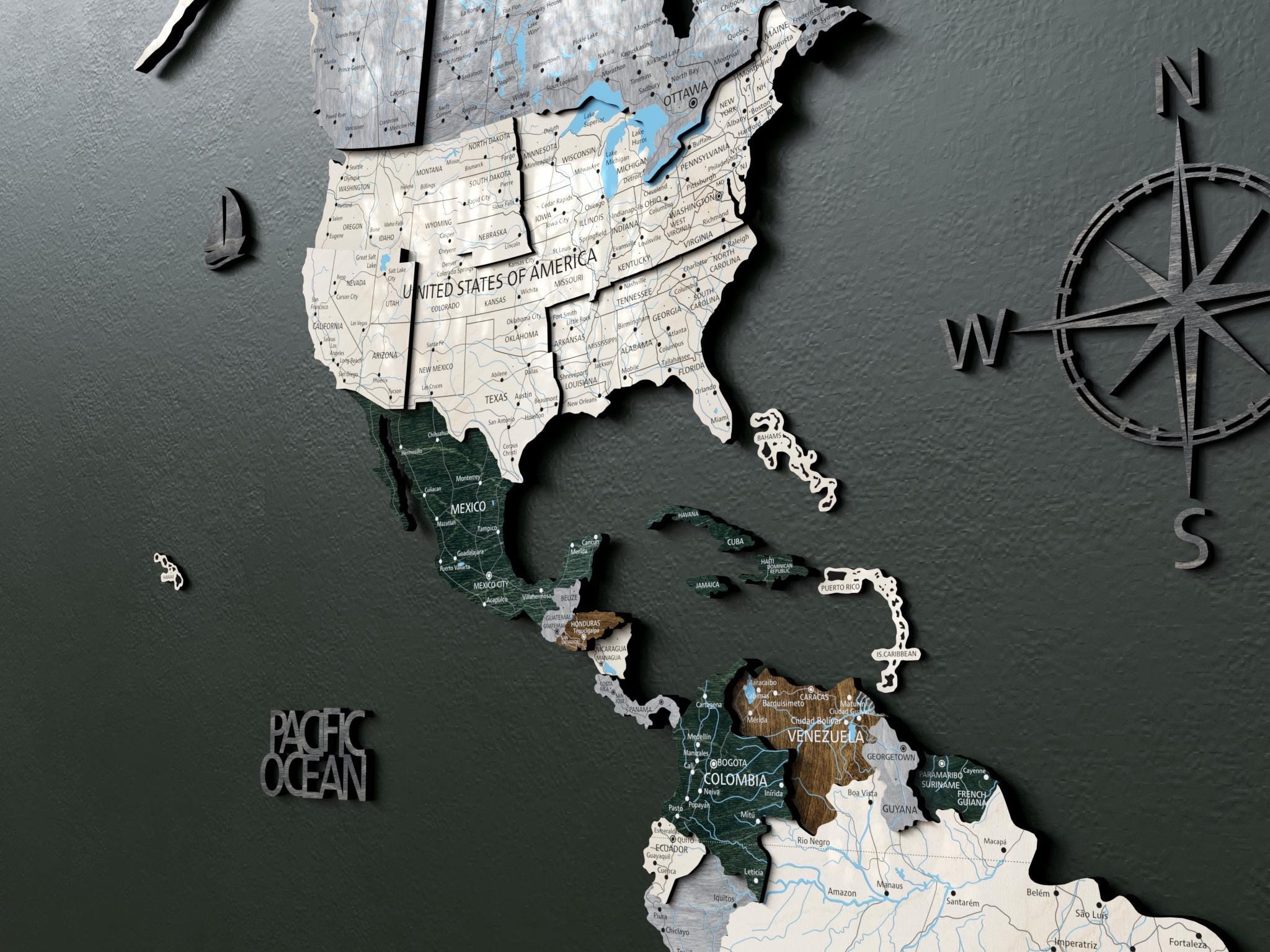 World Map Wall Art Office Décor