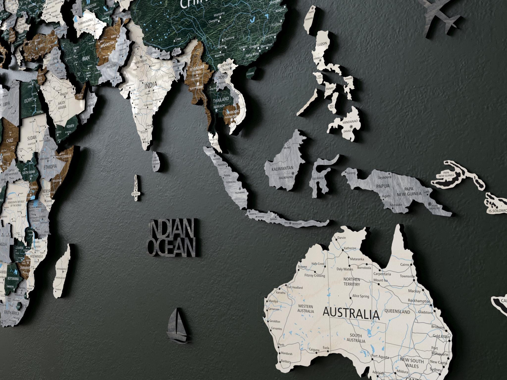 World Map Wall Art Office Décor