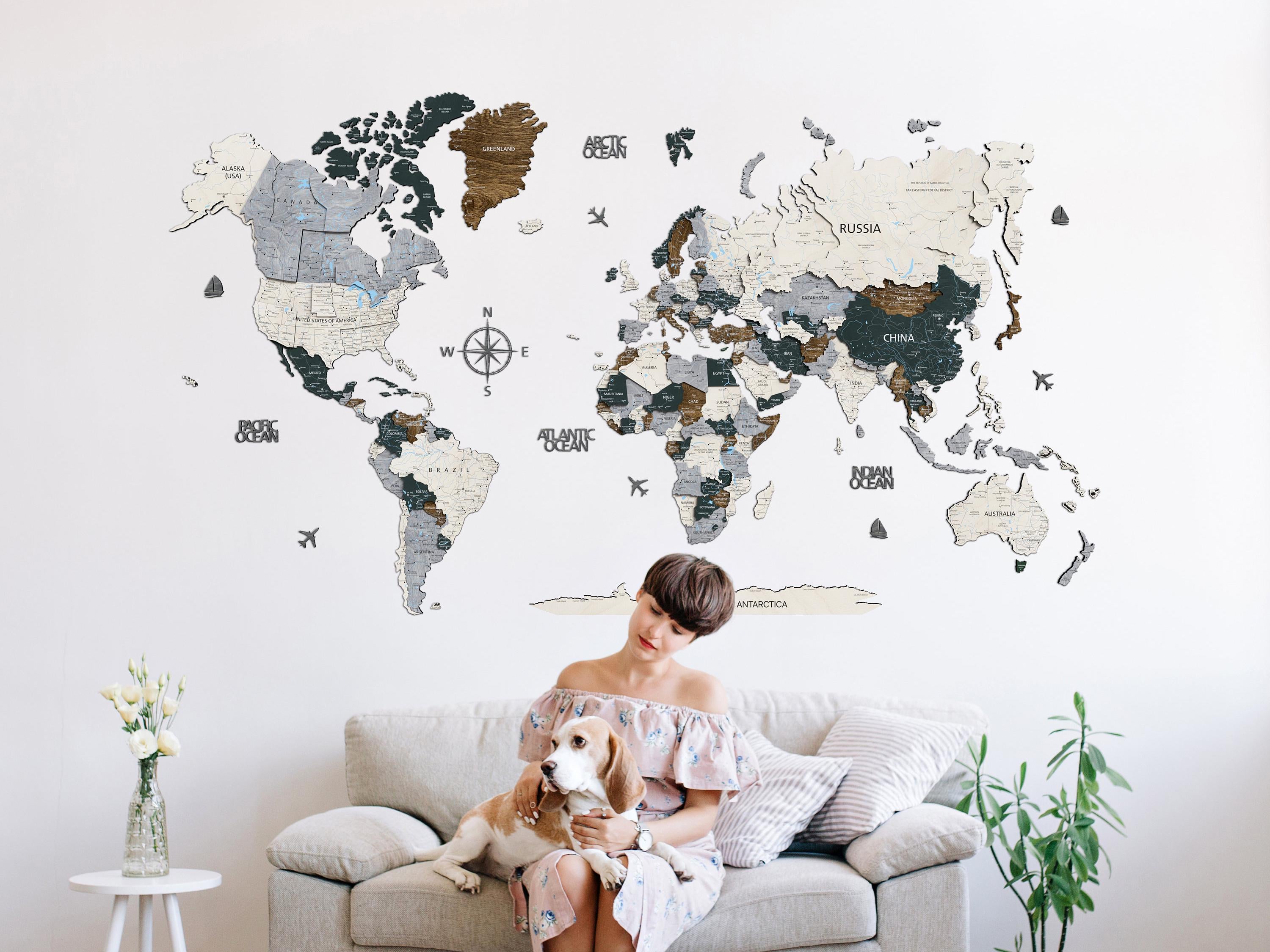 World Map Wall Art Office Décor