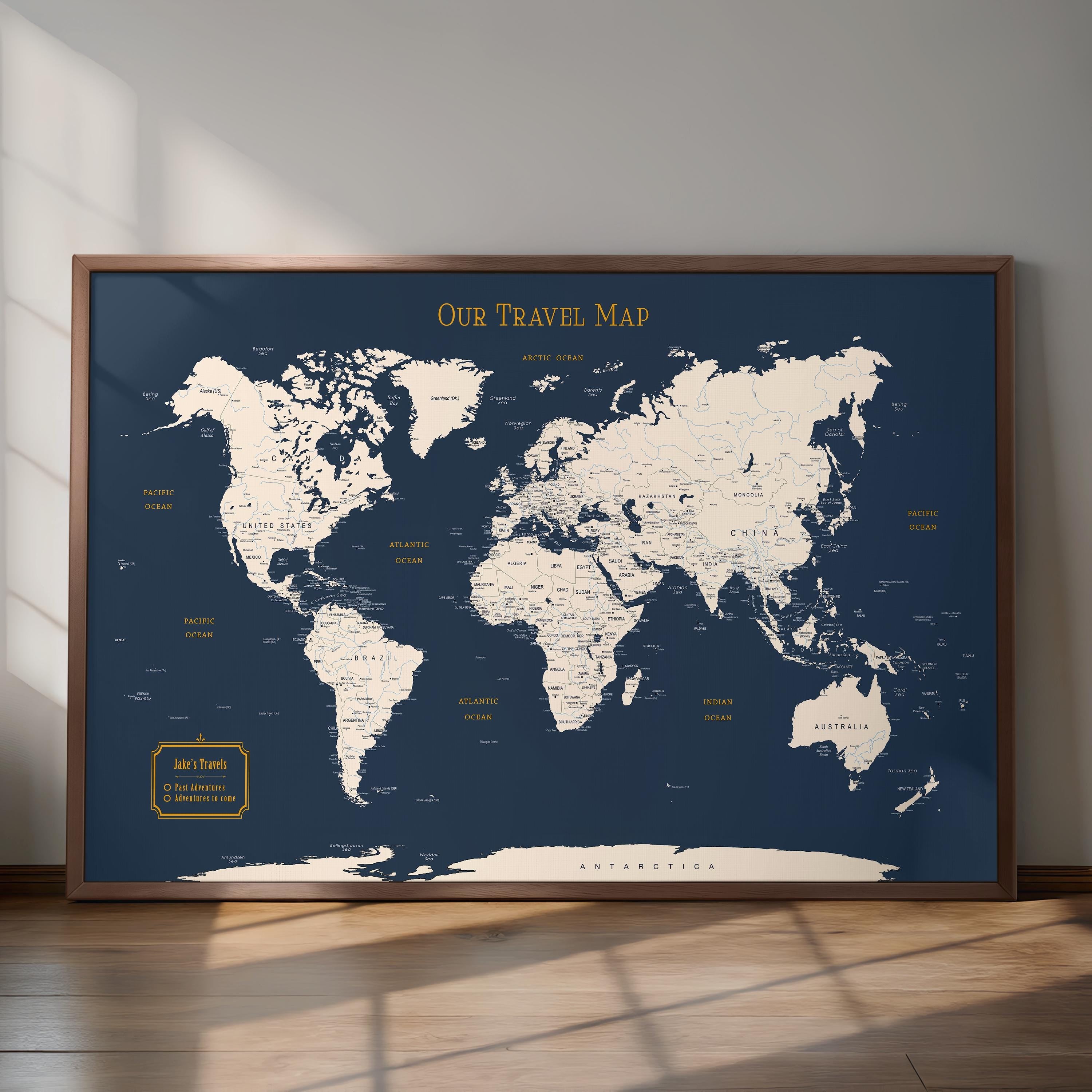 Push Pin World Map - Personalized Gift Framed Map