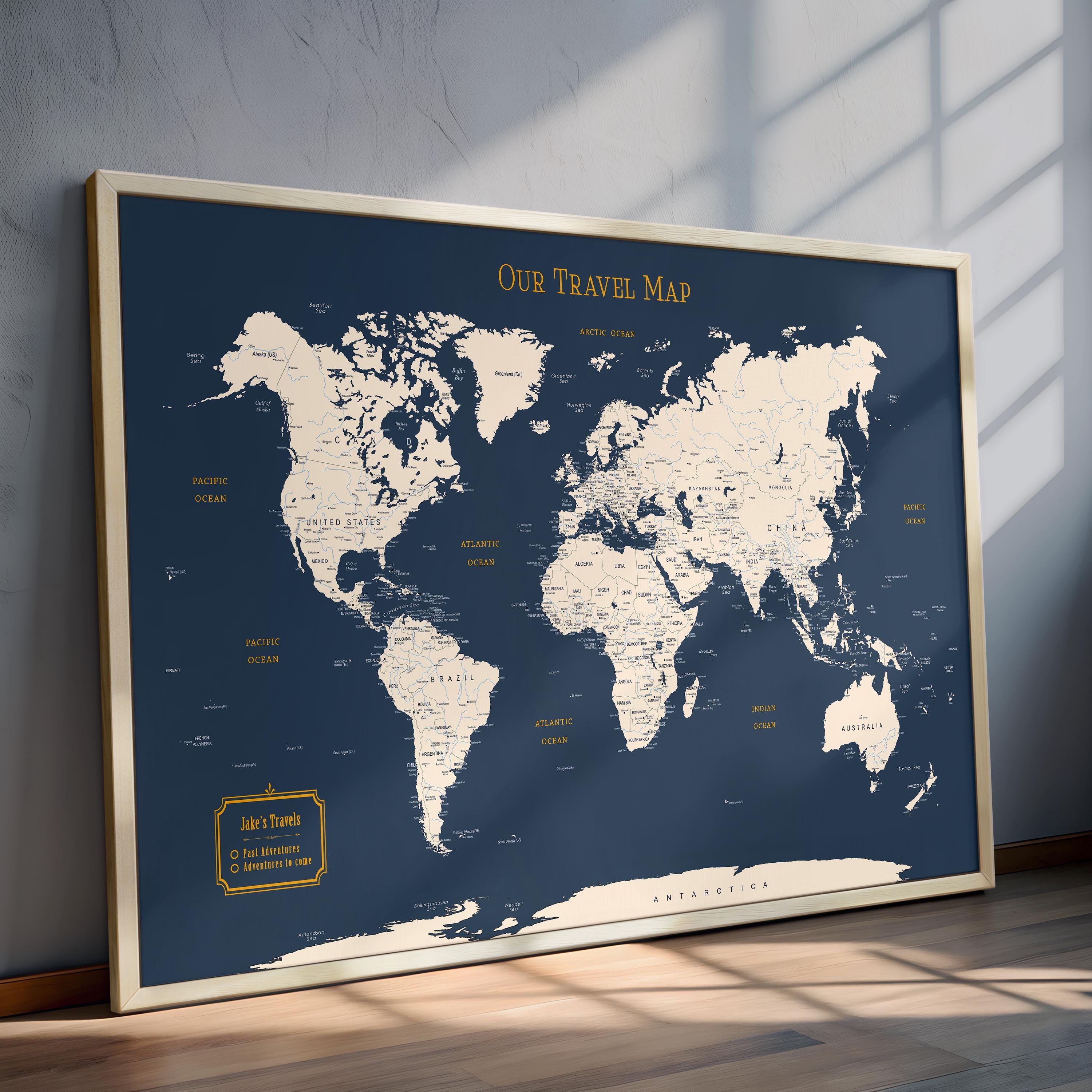 Push Pin World Map - Personalized Gift Framed Map