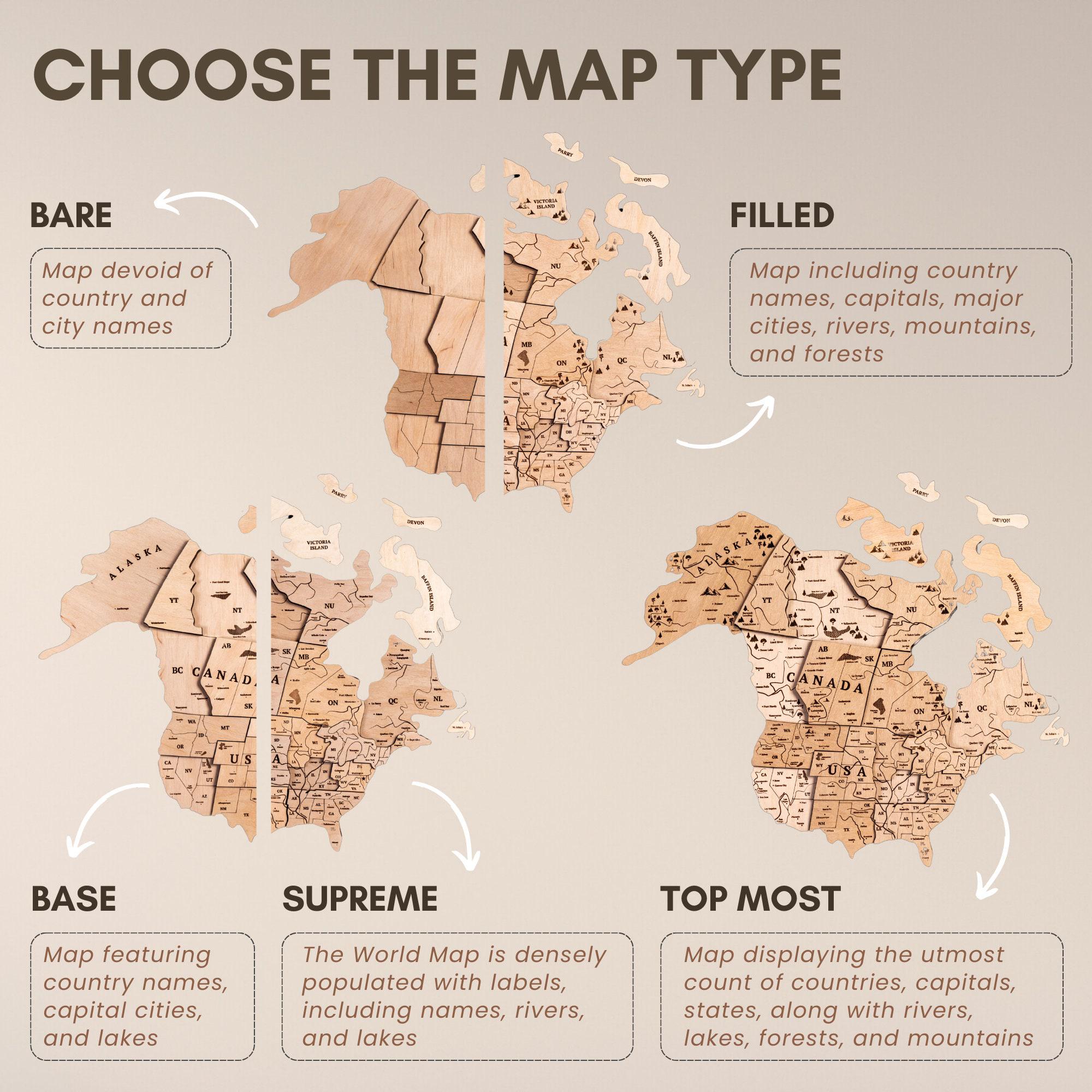 Wooden World Map Push Pin Map