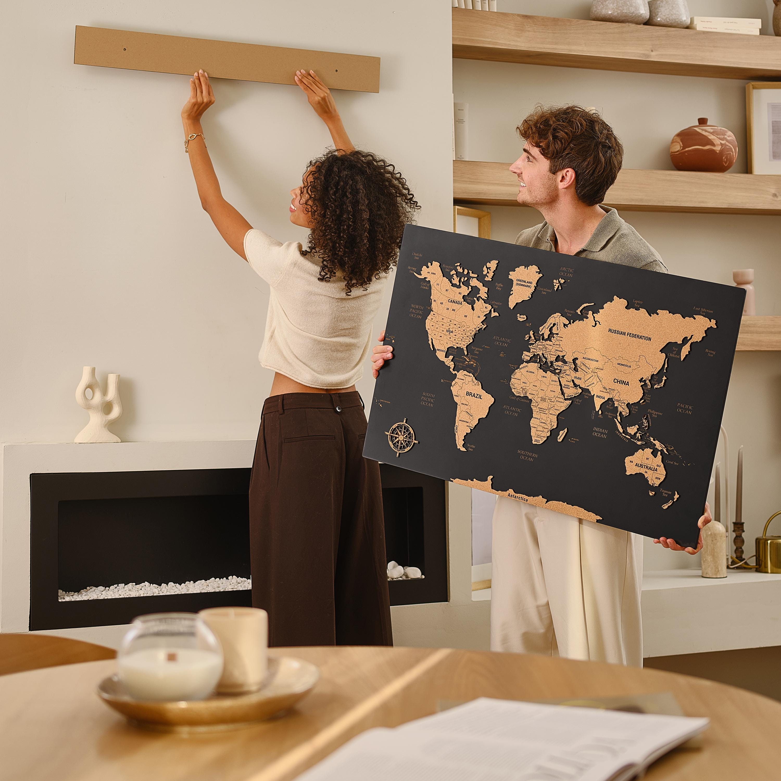 Family Travel Map With Pins Apartment Décor