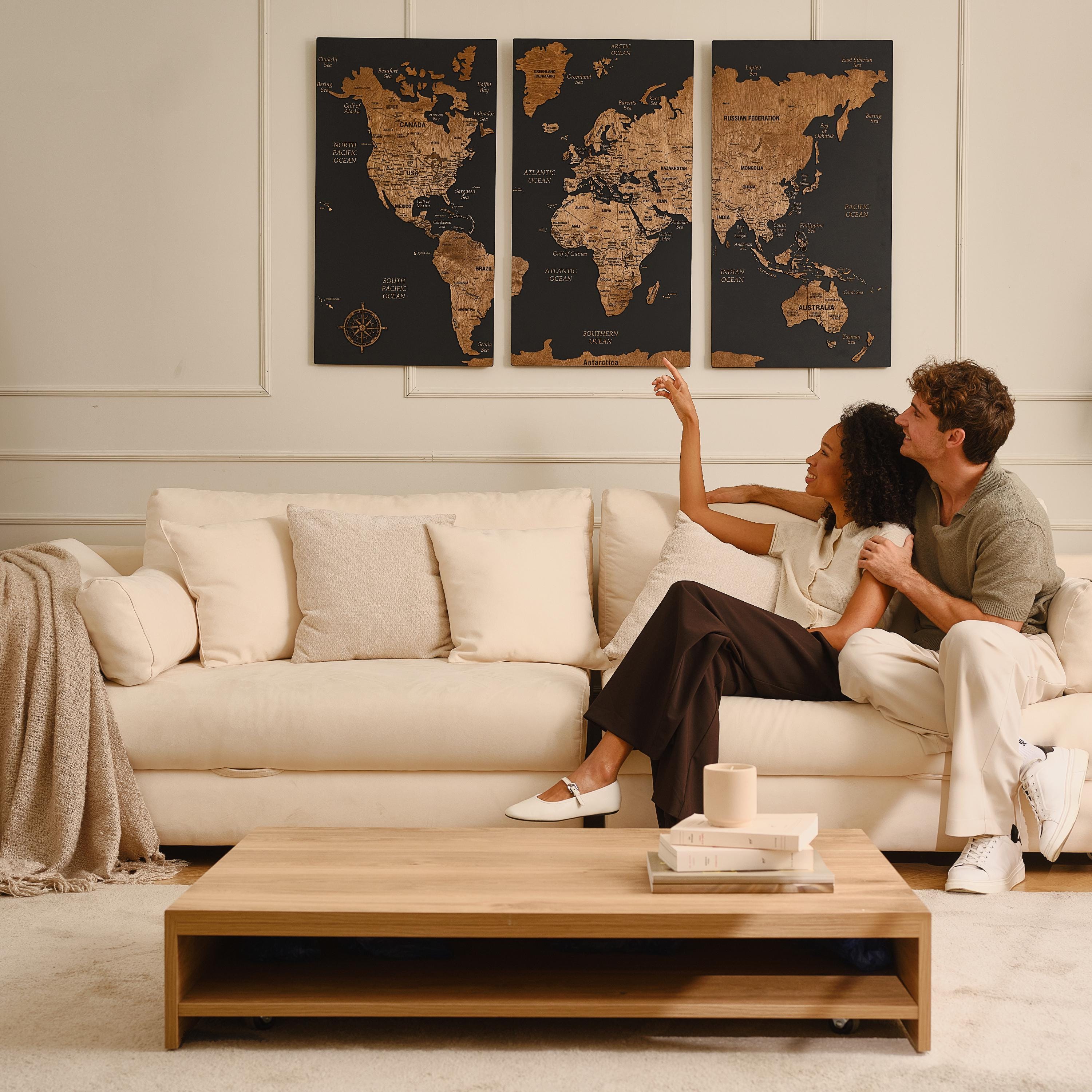 Family Travel Map With Pins Apartment Décor