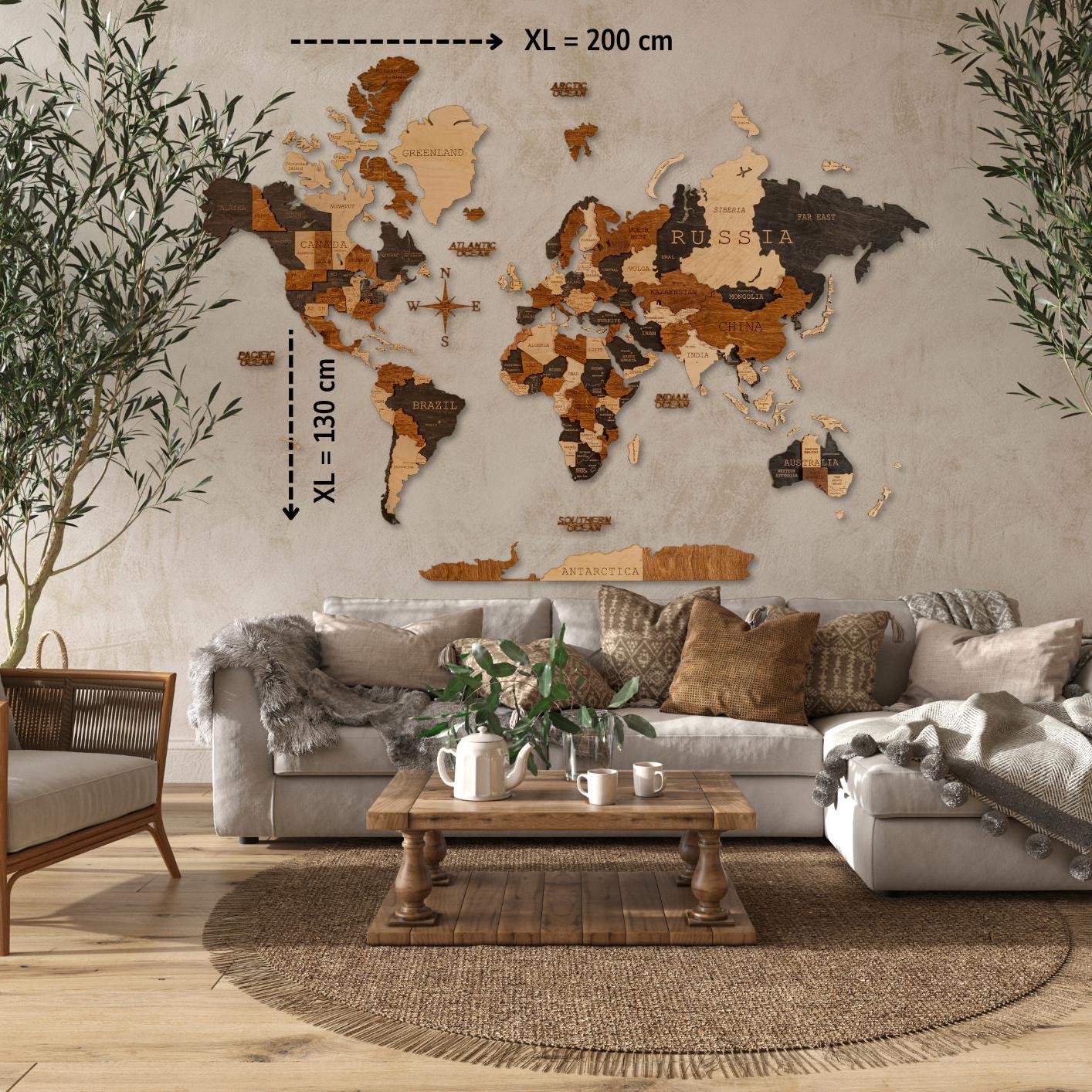 3D Wooden World Map