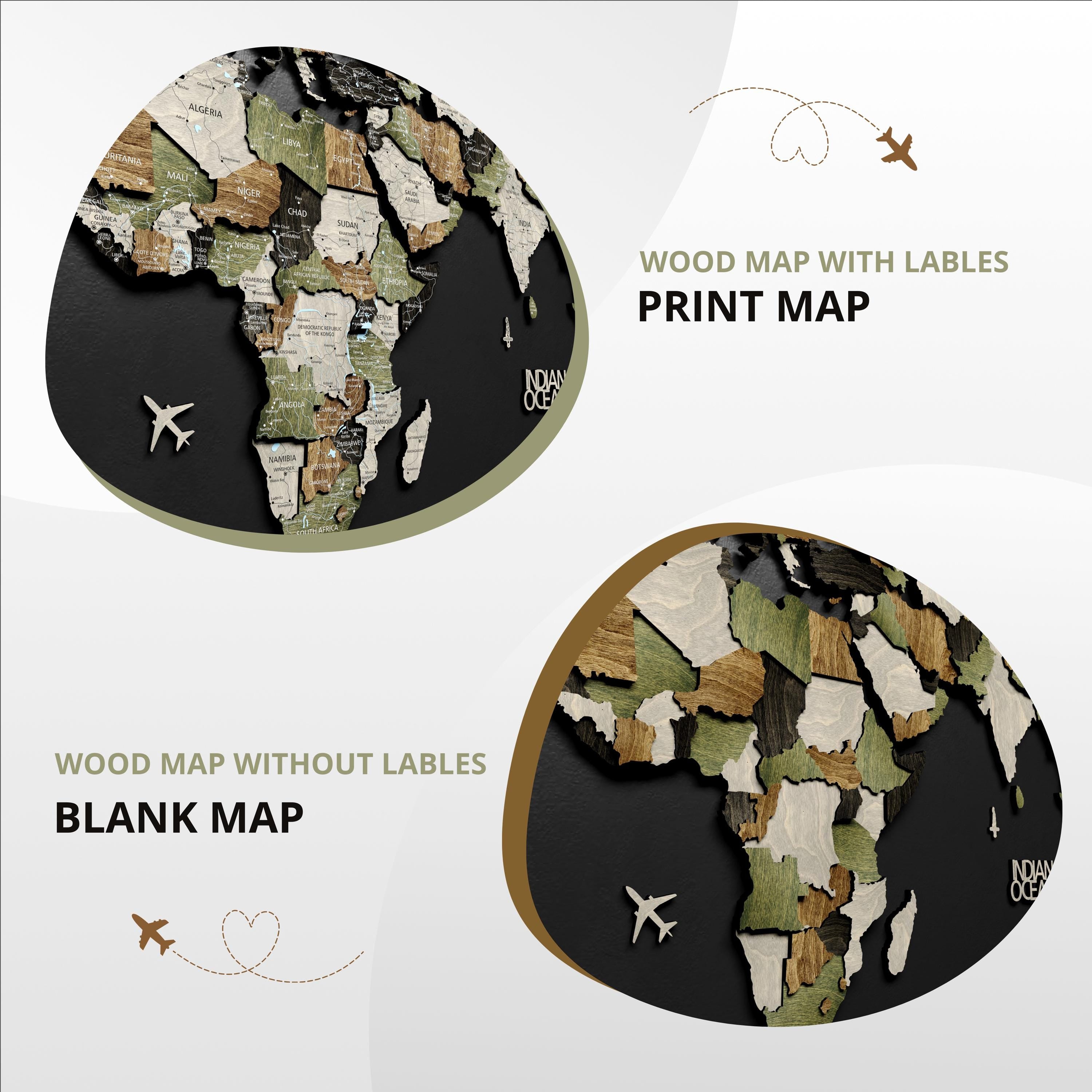 Wood Large Map Wall Décor - Handmade Travelers Map