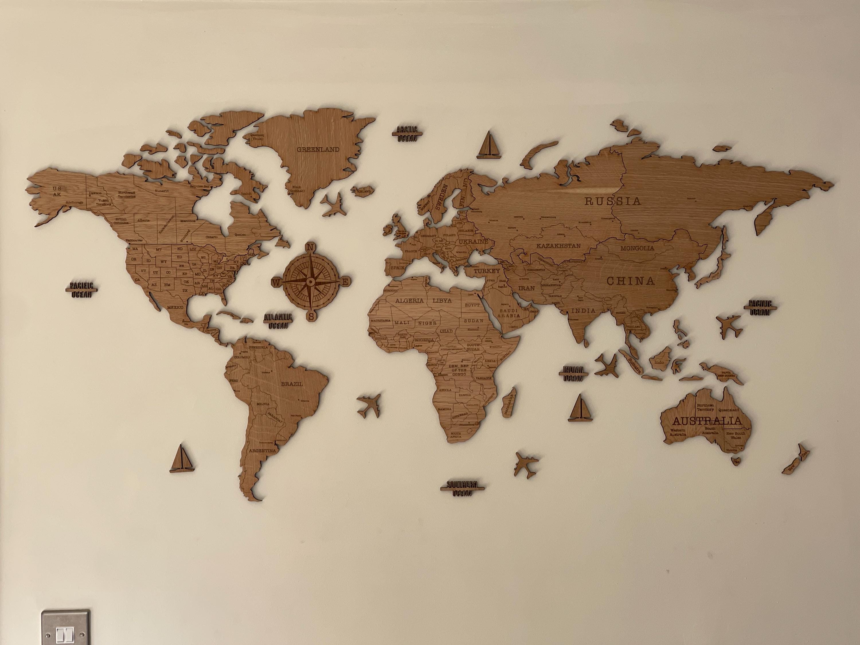 Wooden World Map - Map of the World