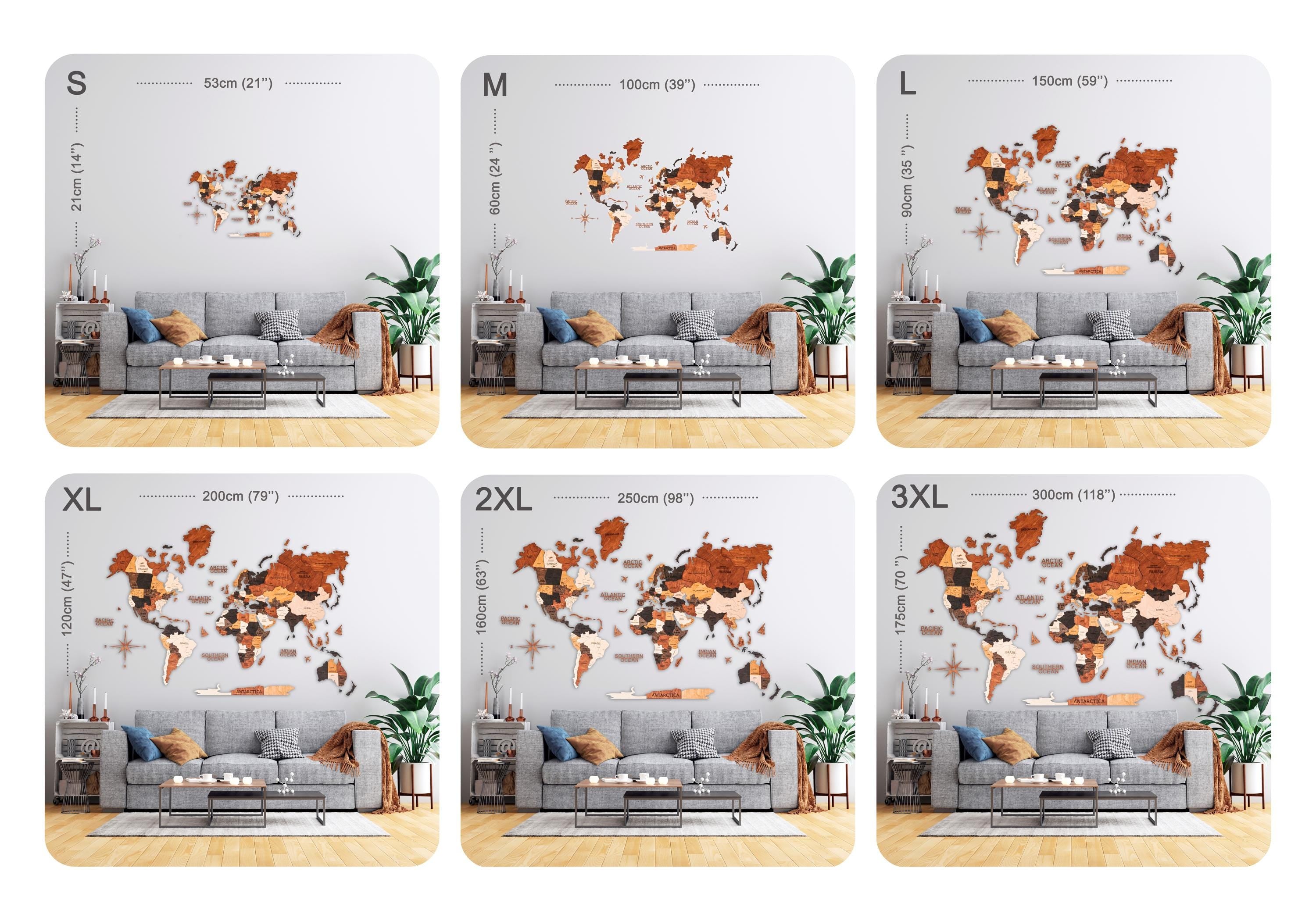 Wooden World Map - Living Room Decor