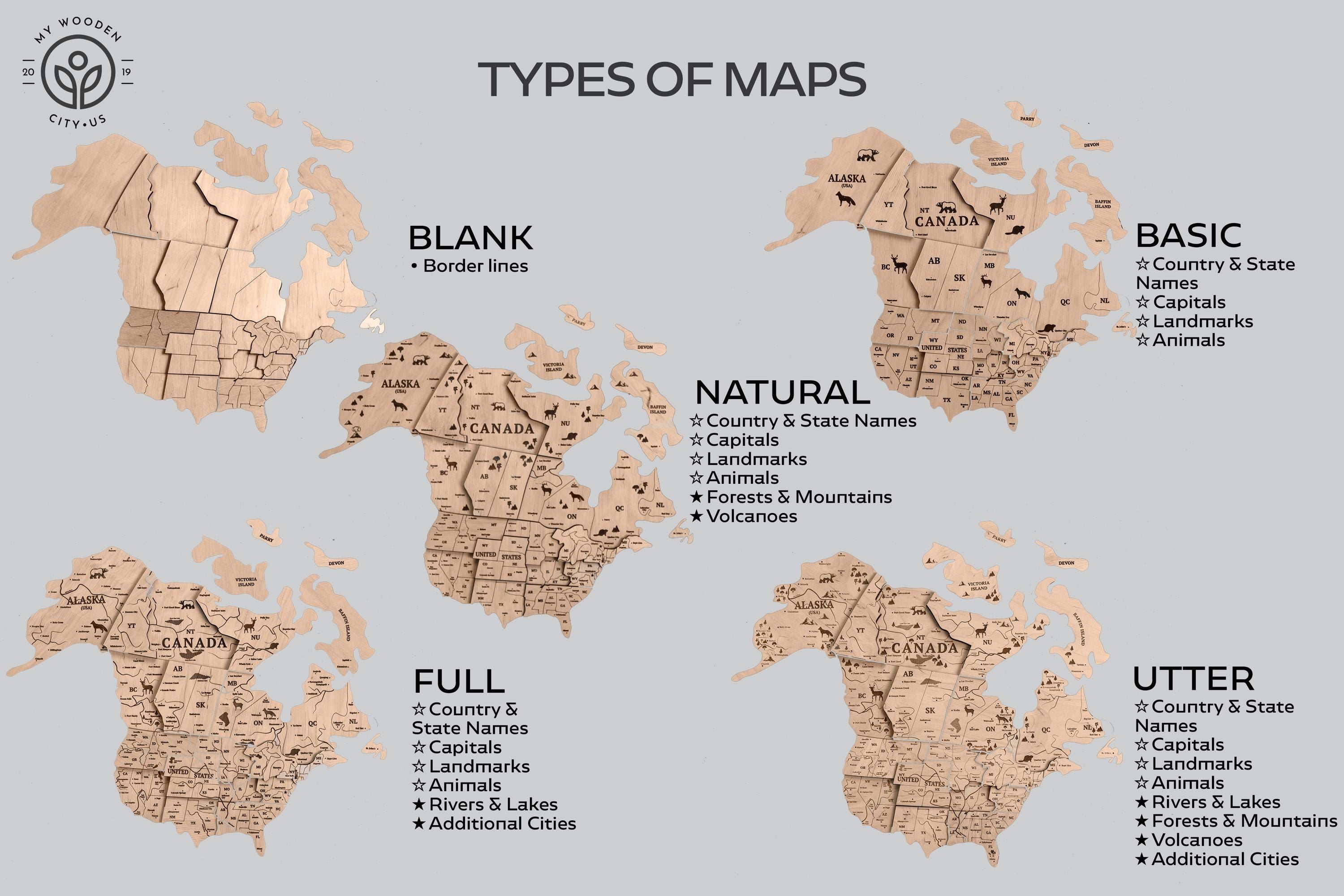 Levitation Wooden World Map