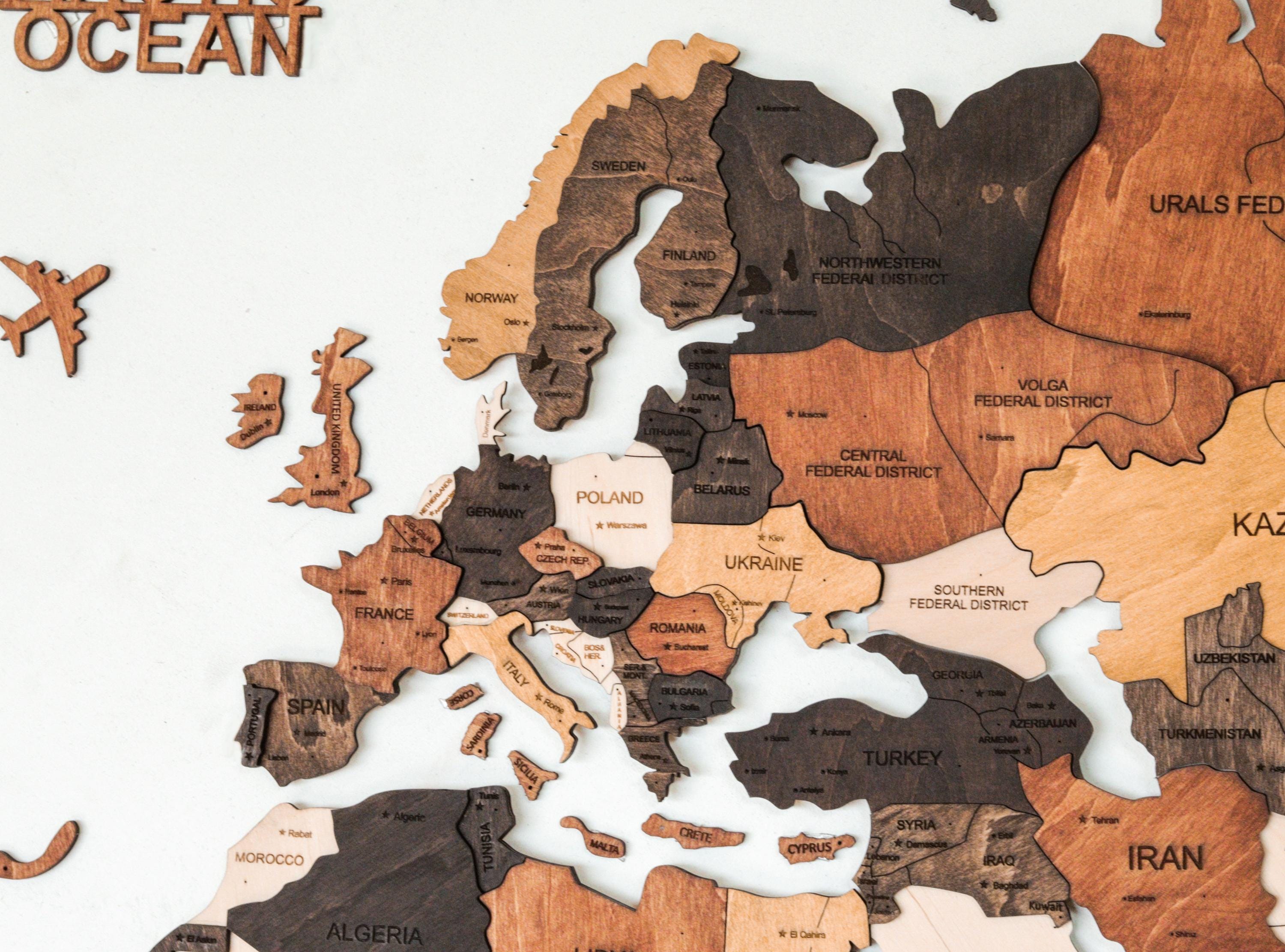 Wooden World Map - Living Room Decor