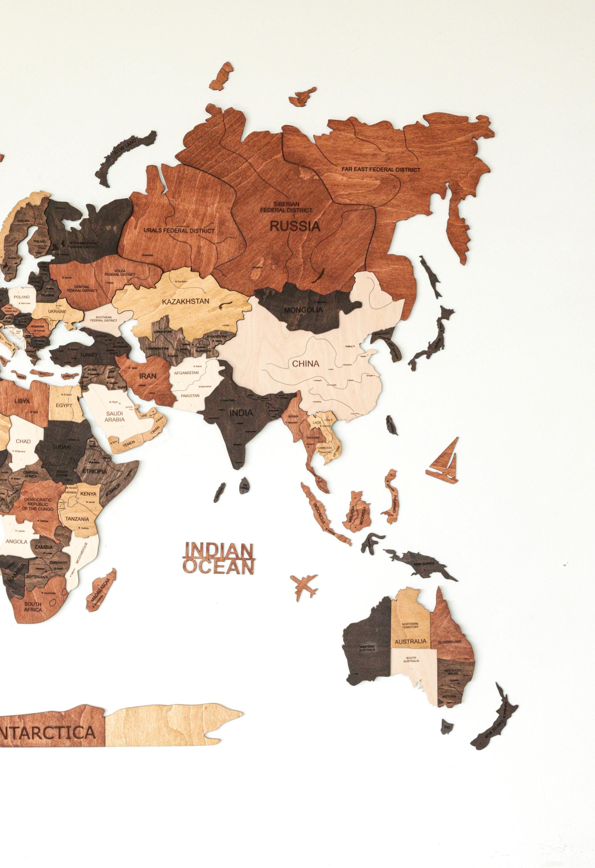 Wooden World Map - Living Room Decor