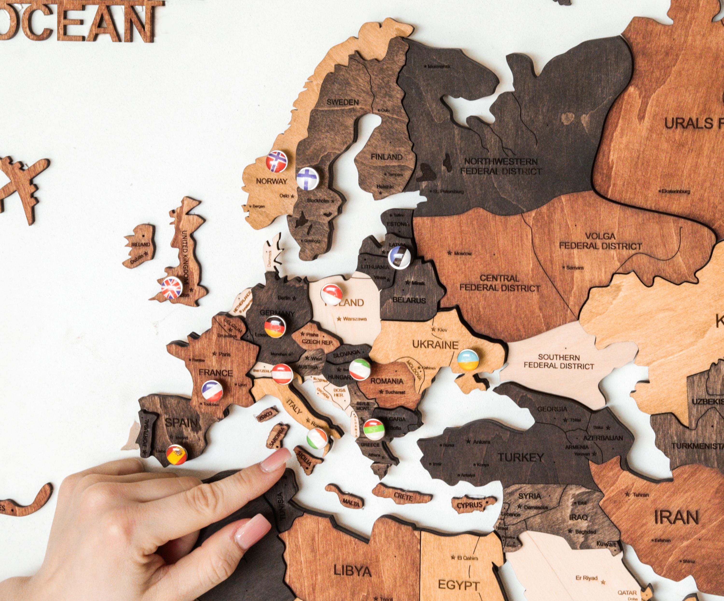 Wooden World Map - Living Room Decor
