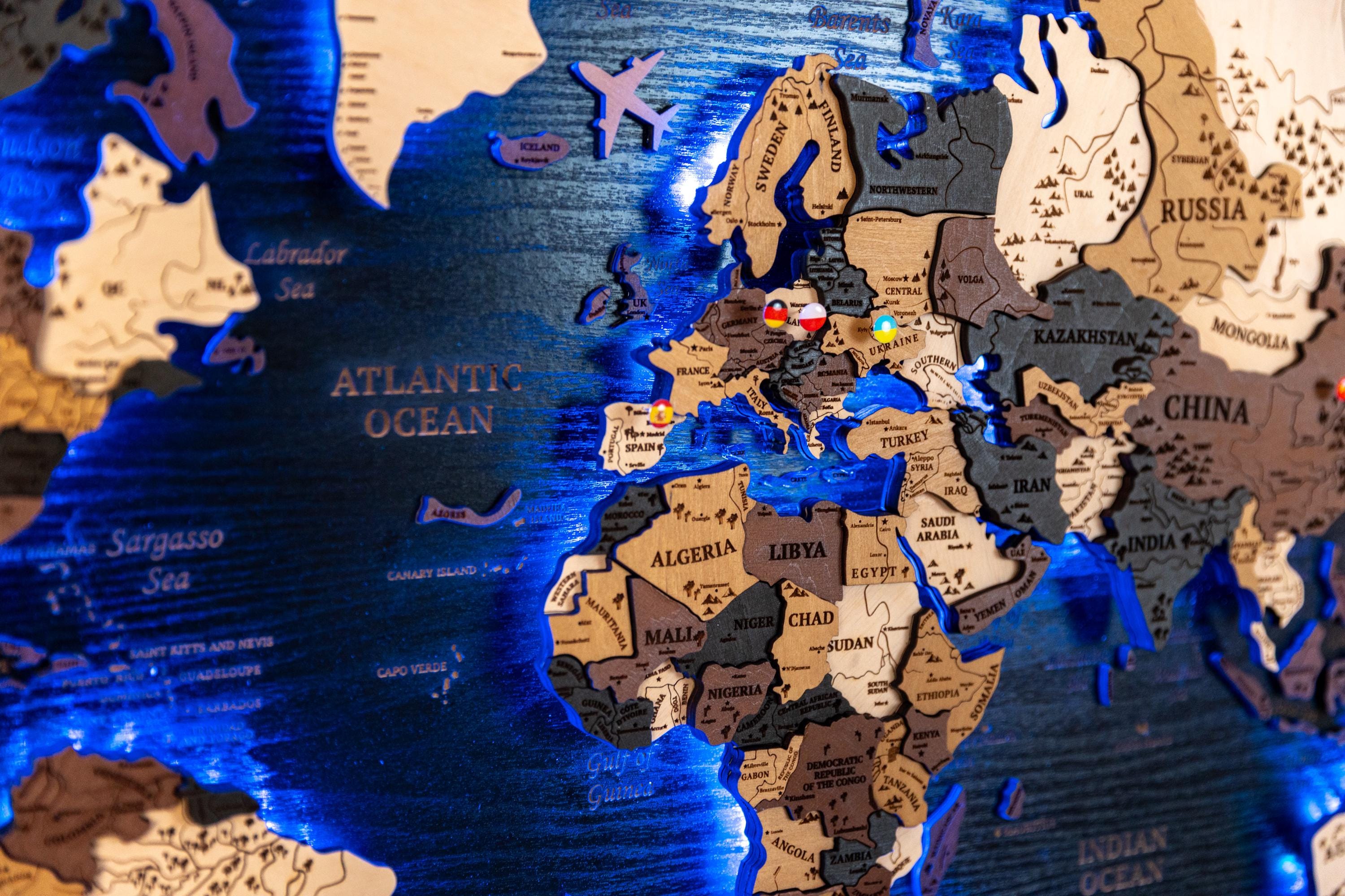 Levitation Wooden World Map