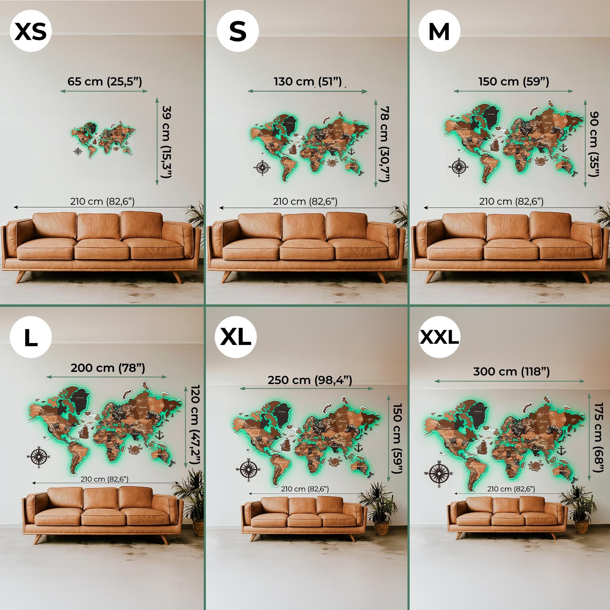 3D Large World Map Couples Travel Gift