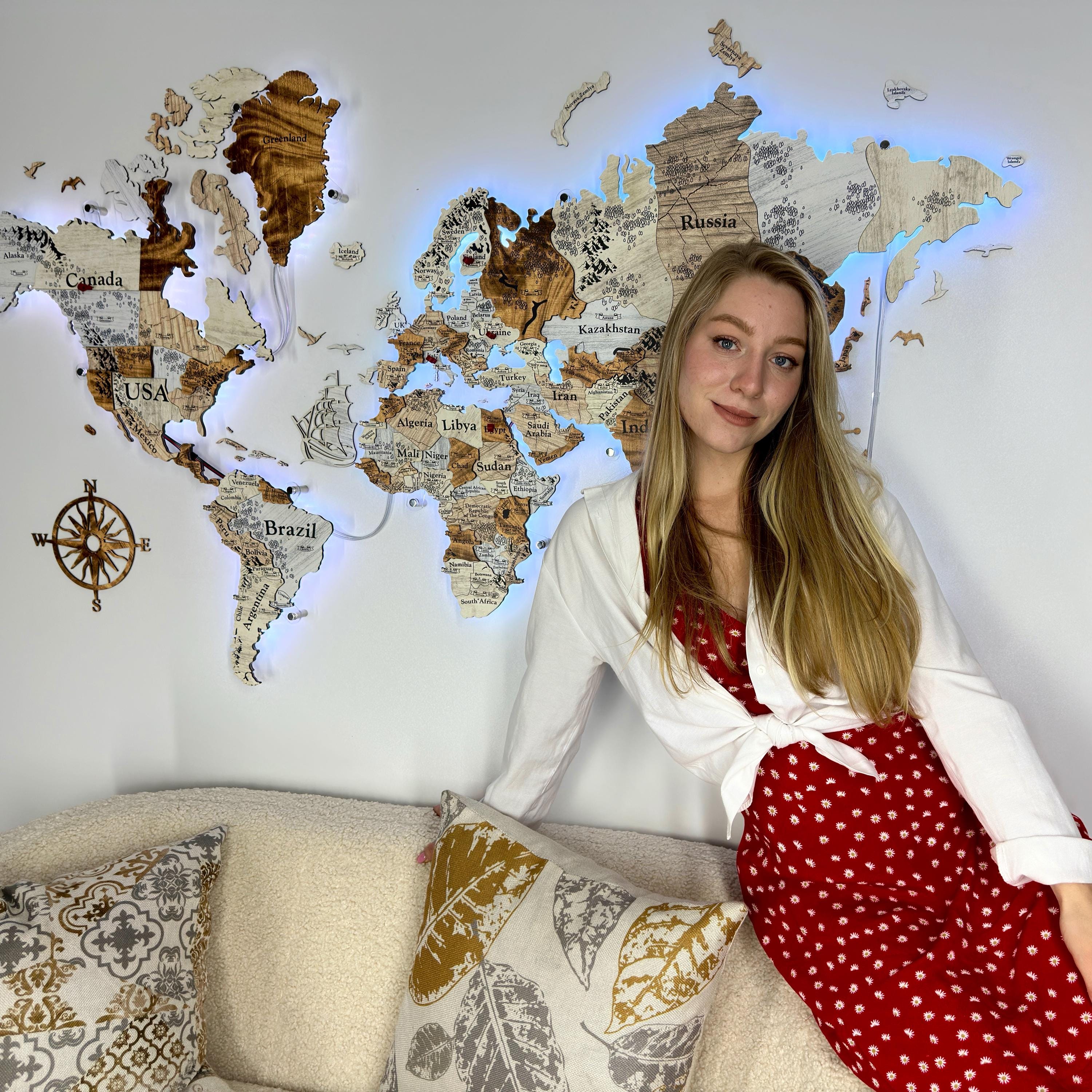 3D Large World Map Couples Travel Gift