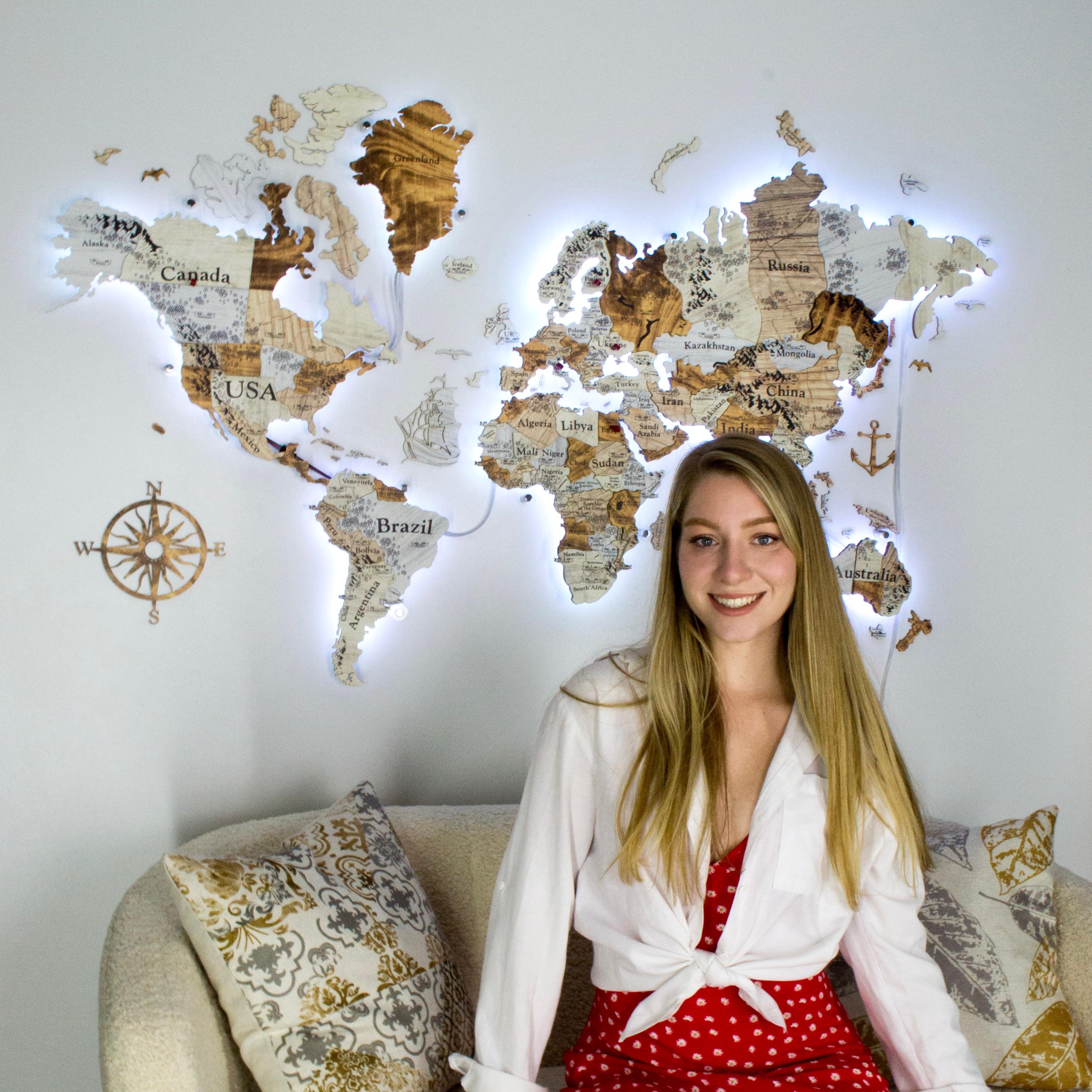 3D Large World Map Couples Travel Gift